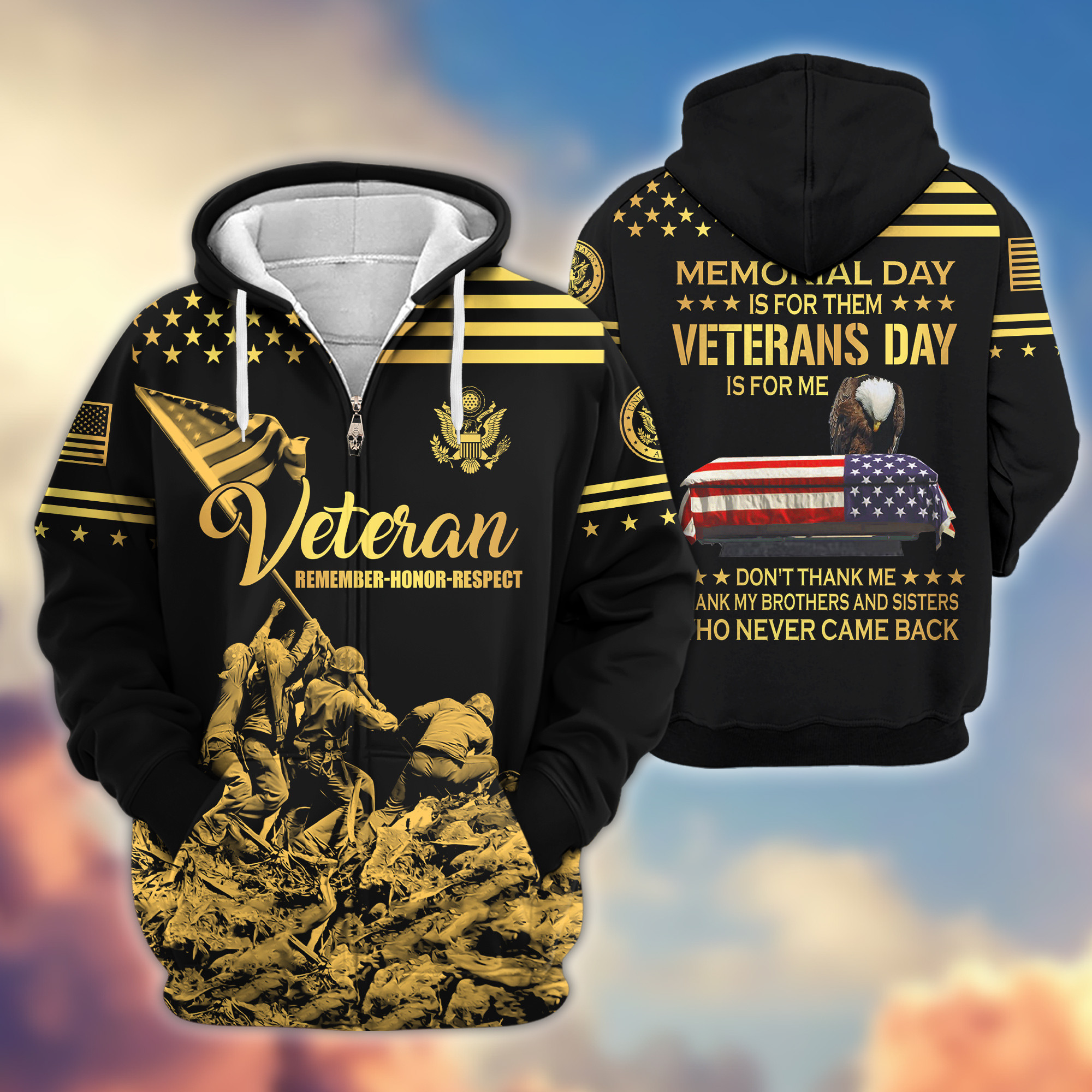 Premium US Army Zip Up Hoodie VPVC608101, Gifts For Army Veteran, Gifts On Father’s Day, Veterans Day