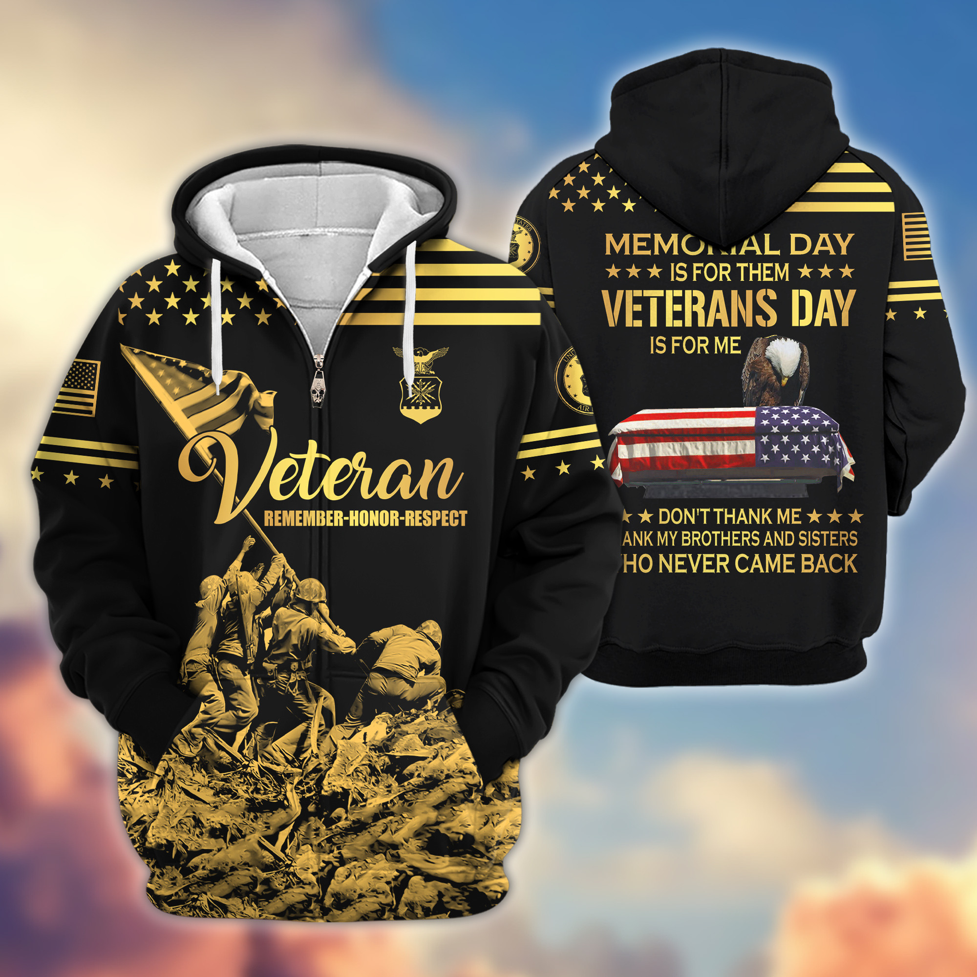 Premium USAF Zip Up Hoodie VPVC608104, Gifts For Air Force Veteran, Gifts On Father’s Day, Veterans Day