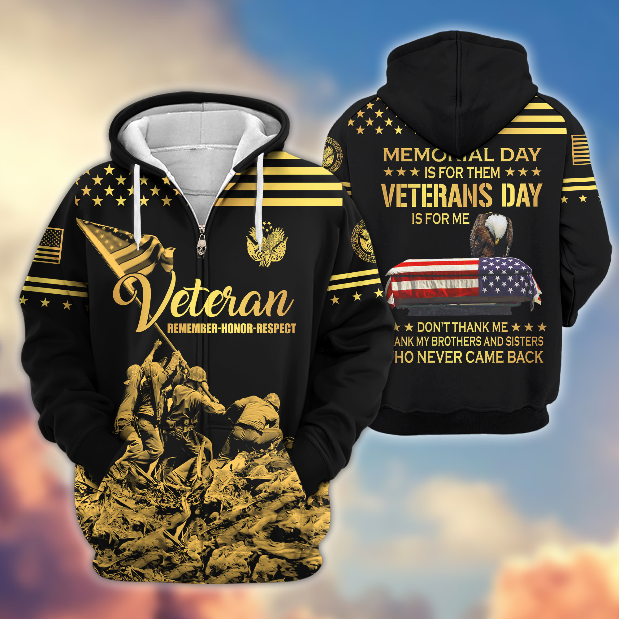 Premium US Veteran Zip Up Hoodie VPVC608107, Gifts For US Veteran, Gifts On Father’s Day, Veterans Day
