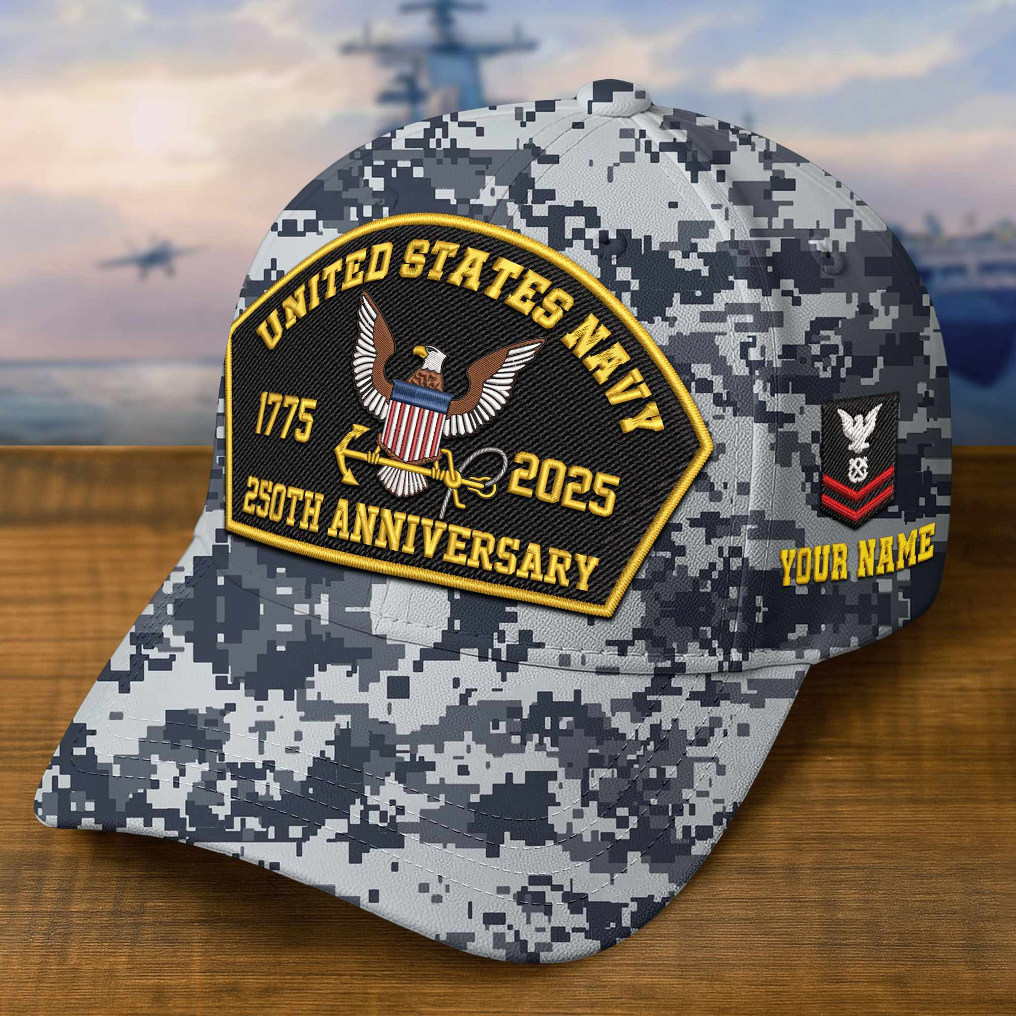 Premium Custom US Navy Embroidered Hat VPVC309104, 250th Anniversary Navy Hat, Gifts For Navy Veteran, Gifts On Father’s Day, Veterans Day