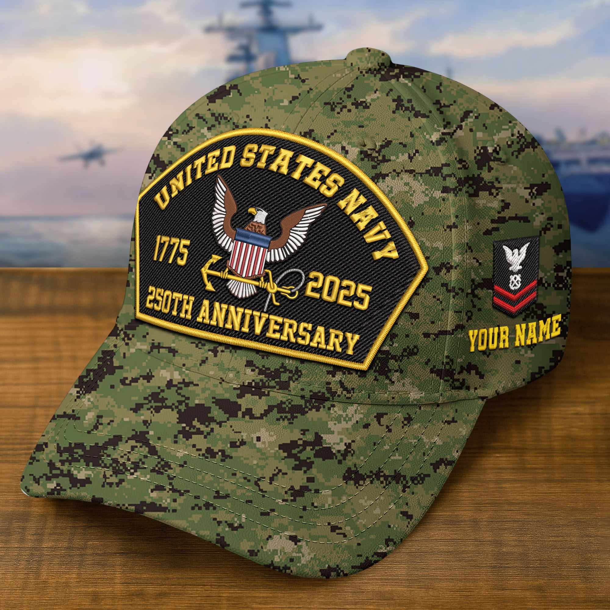 Premium Custom US Navy Embroidered Hat VPVC309105, 250th Anniversary Navy Hat, Gifts For Navy Veteran, Gifts On Father’s Day, Veterans Day