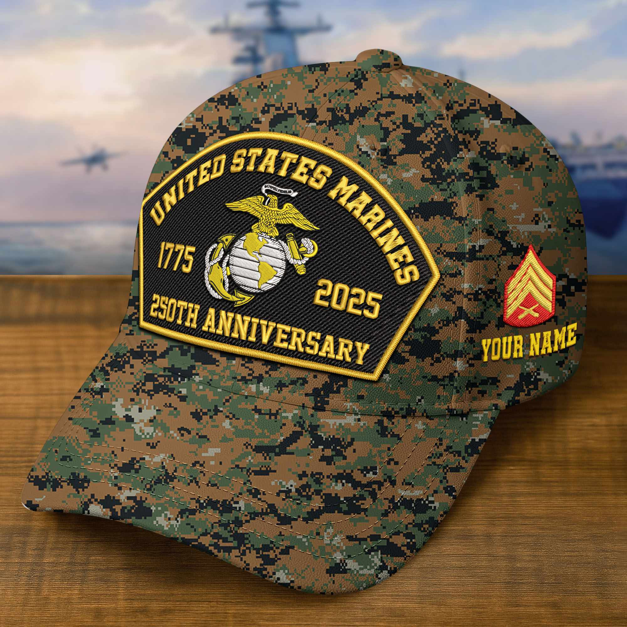 Premium Custom USMC Embroidered Hat VPVC309106, 250th Anniversary Marine Corps Hat, Gifts For Marine Veteran, Gifts On Father’s Day, Veterans Day