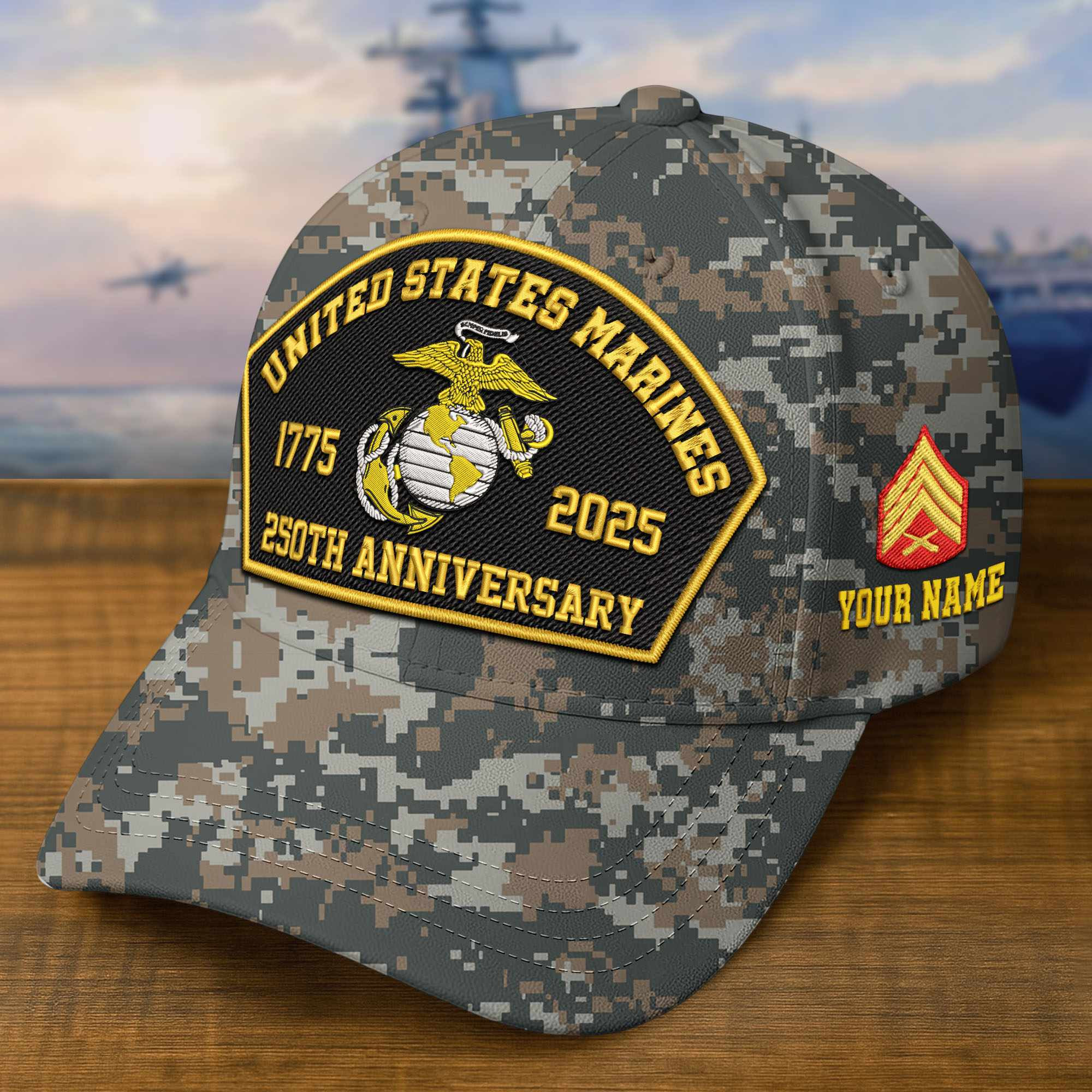 Premium Custom USMC Embroidered Hat VPVC309107, 250th Anniversary Marine Corps Hat, Gifts For Marine Veteran, Gifts On Father’s Day, Veterans Day
