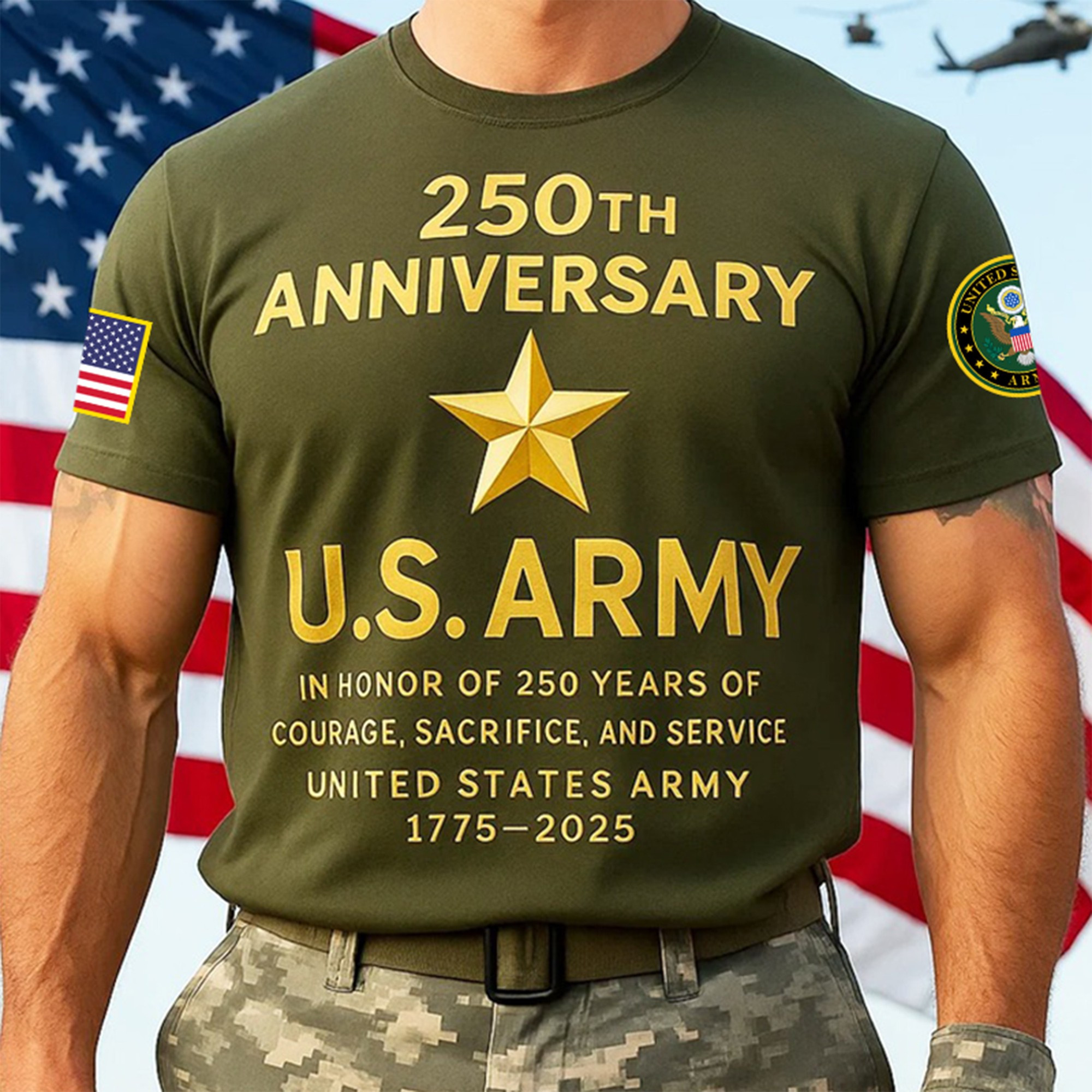 Premium 250th Anniversary Of The Army T-Shirt VPVC930172, Gifts For Army Veteran, Gifts On Father’s Day, Veterans Day
