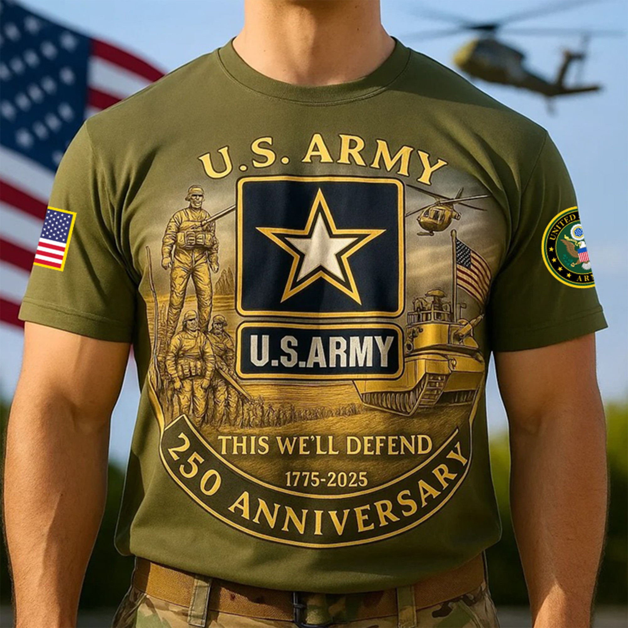 Premium 250th Anniversary Of The Army T-Shirt VPVC930176, Gifts For Army Veteran, Gifts On Father’s Day, Veterans Day