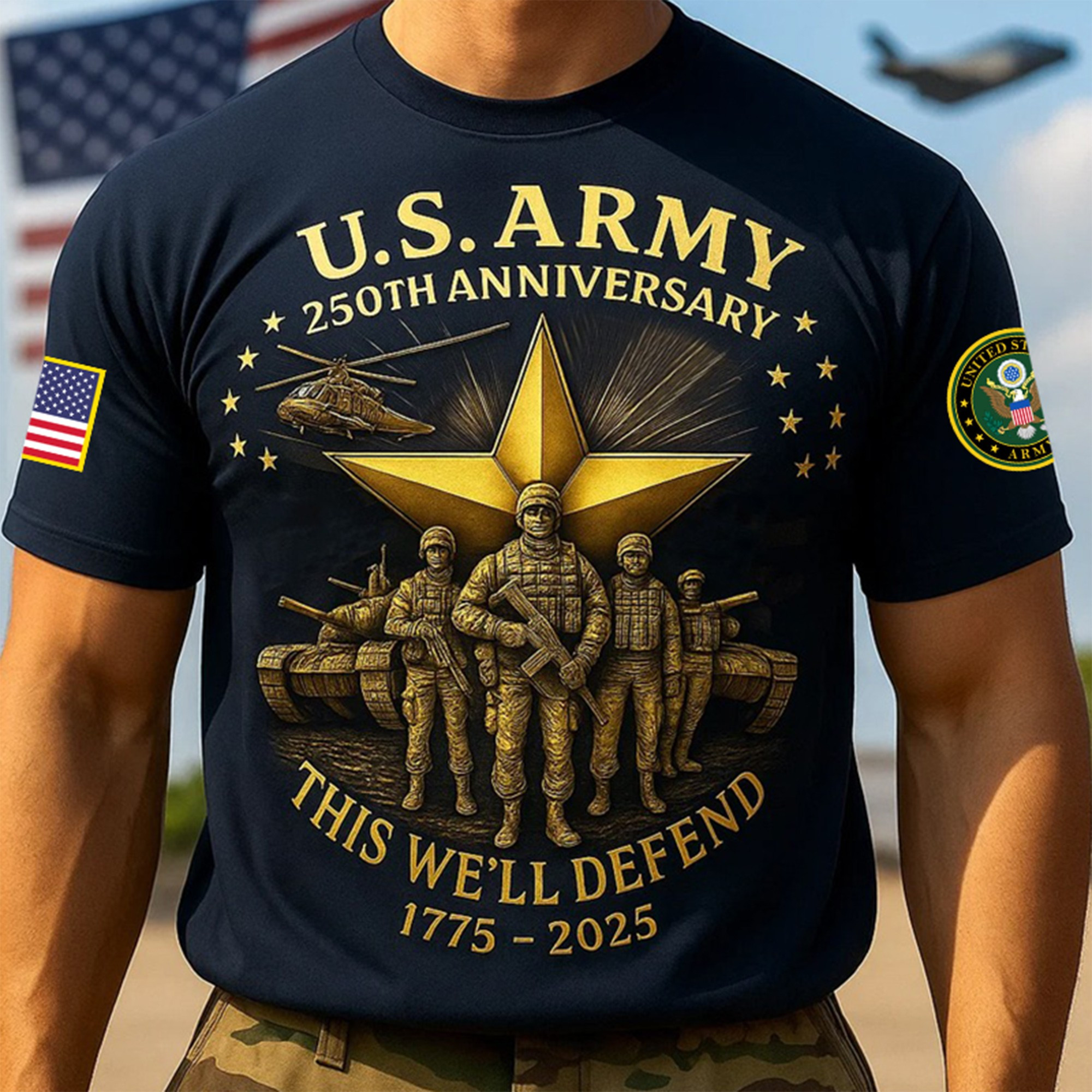 Premium 250th Anniversary Of The Army T-Shirt VPVC930180, Gifts For Army Veteran, Gifts On Father’s Day, Veterans Day