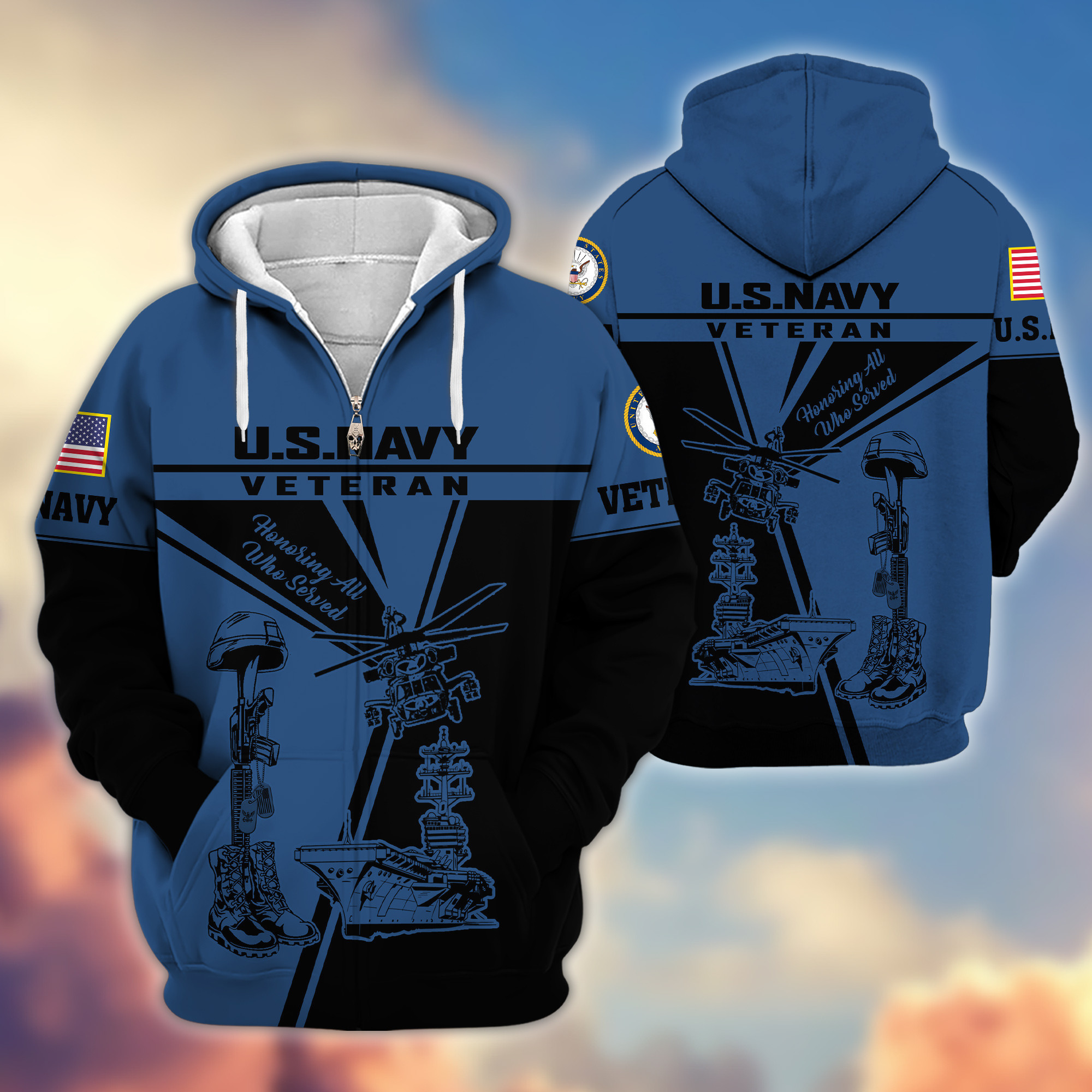 Premium US Navy Zip Up Hoodie VPVC608202, Gifts For Navy Veteran, Gifts On Father’s Day, Veterans Day