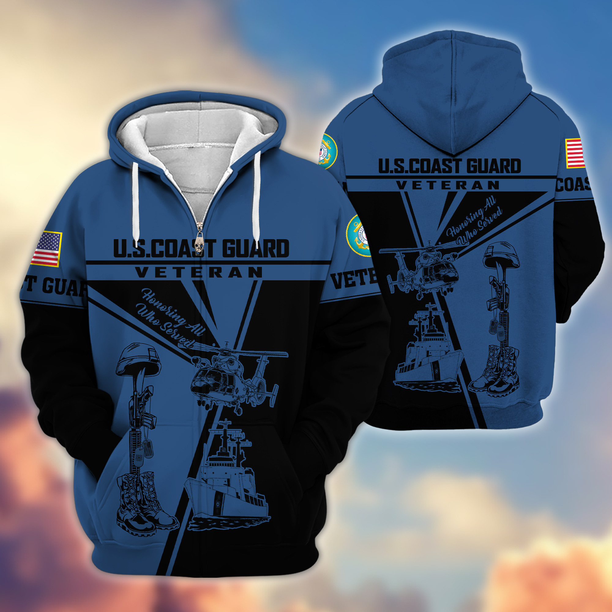 Premium USCG Zip Up Hoodie VPVC608205, Gifts For Coast Guard Veteran, Gifts On Father’s Day, Veterans Day