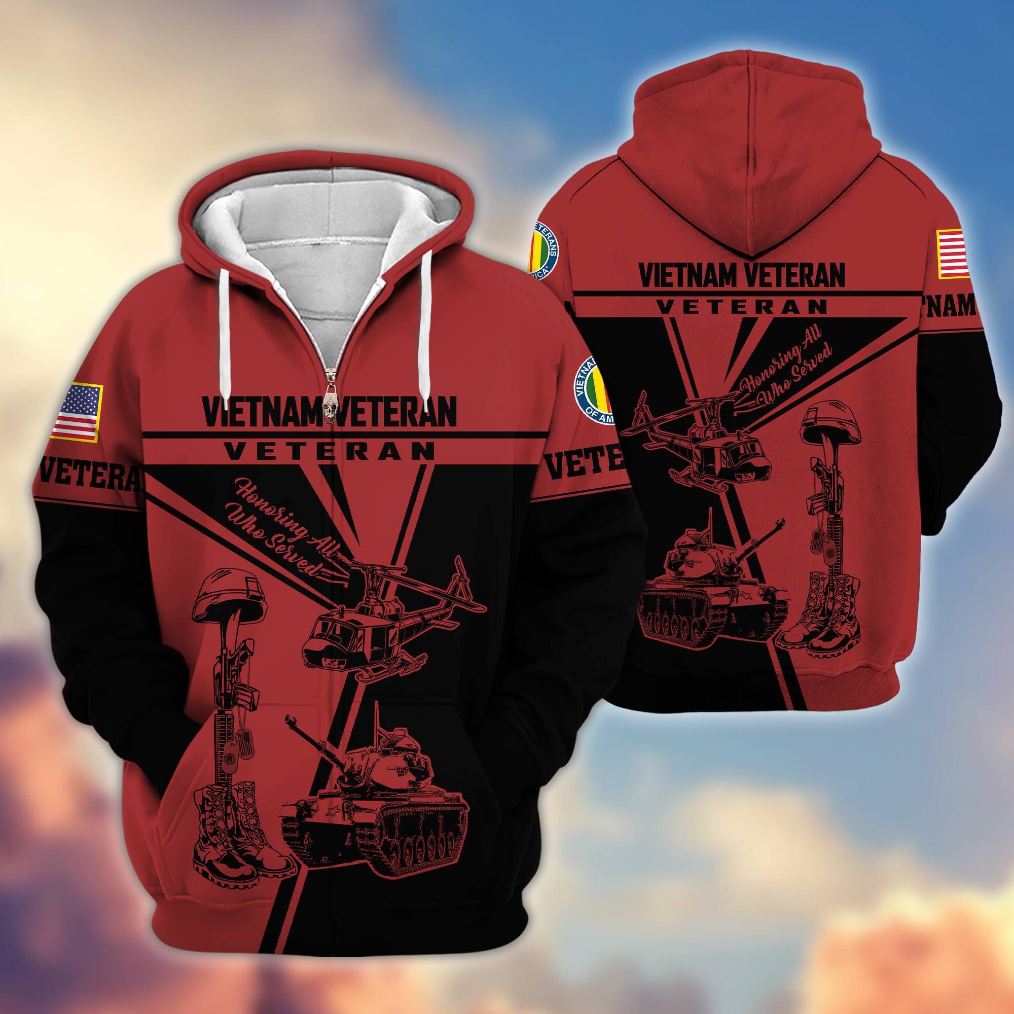 Premium Vietnam Veteran Zip Up Hoodie VPVC608206, Gifts For Vietnam Veteran, Gifts On Father’s Day, Veterans Day
