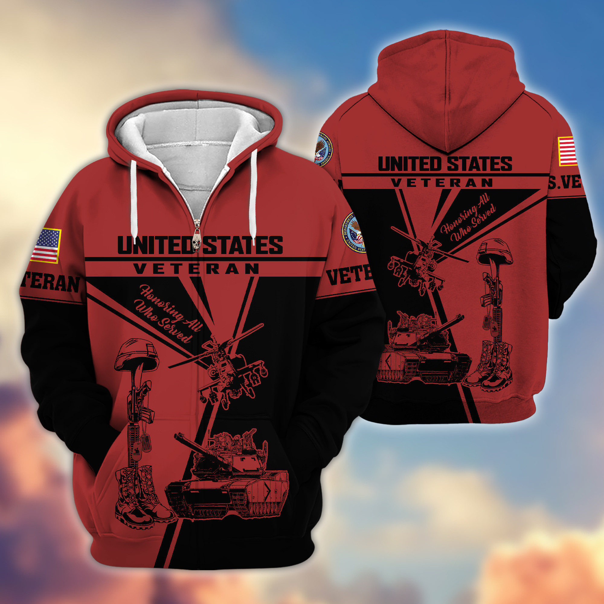 Premium US Veteran Zip Up Hoodie VPVC608207, Gifts For US Veteran, Gifts On Father’s Day, Veterans Day