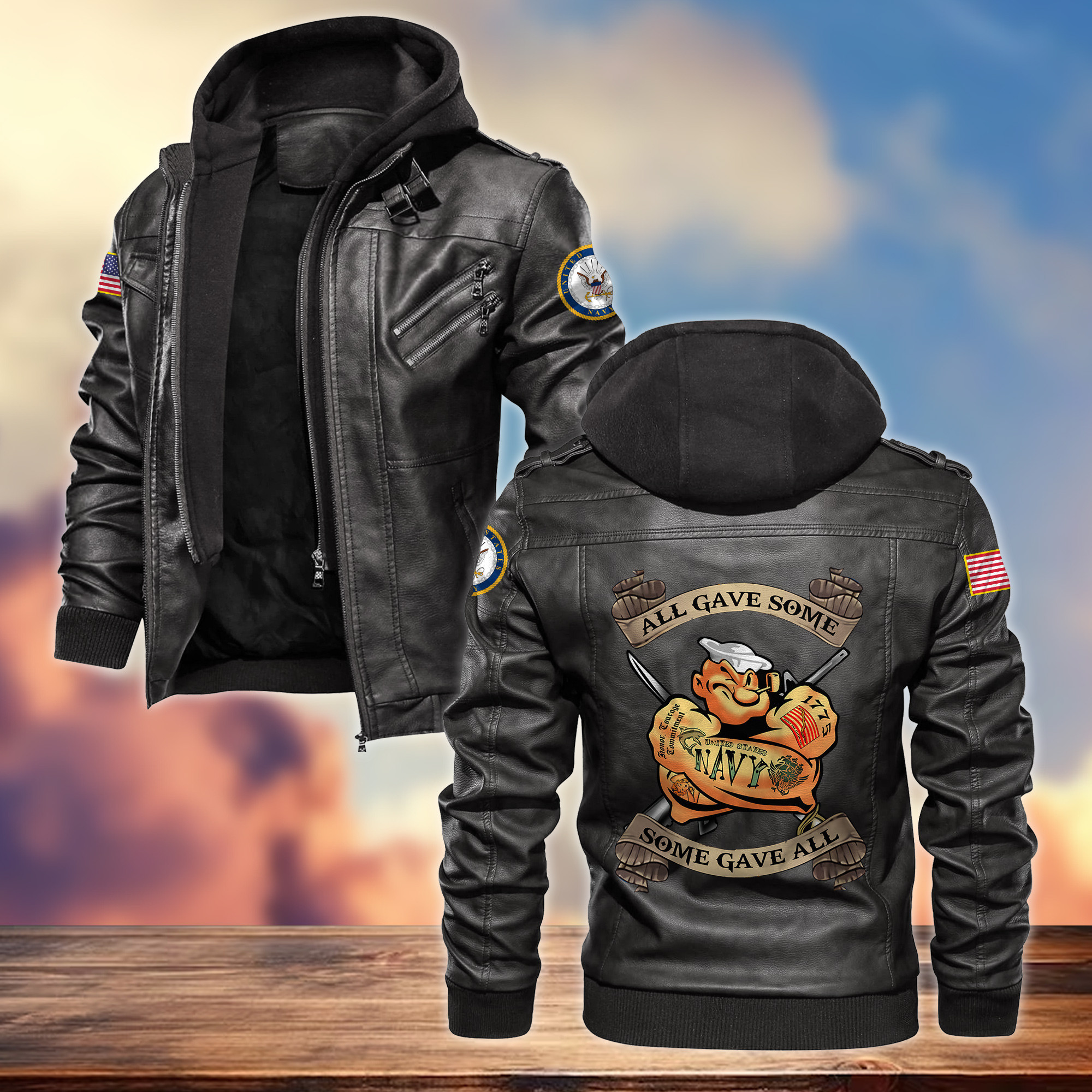 Premium US Navy Veteran Leather Jacket VPVC701602, Gifts For Navy Veteran, Gifts On Father’s Day, Armed Forces Day, Veterans Day