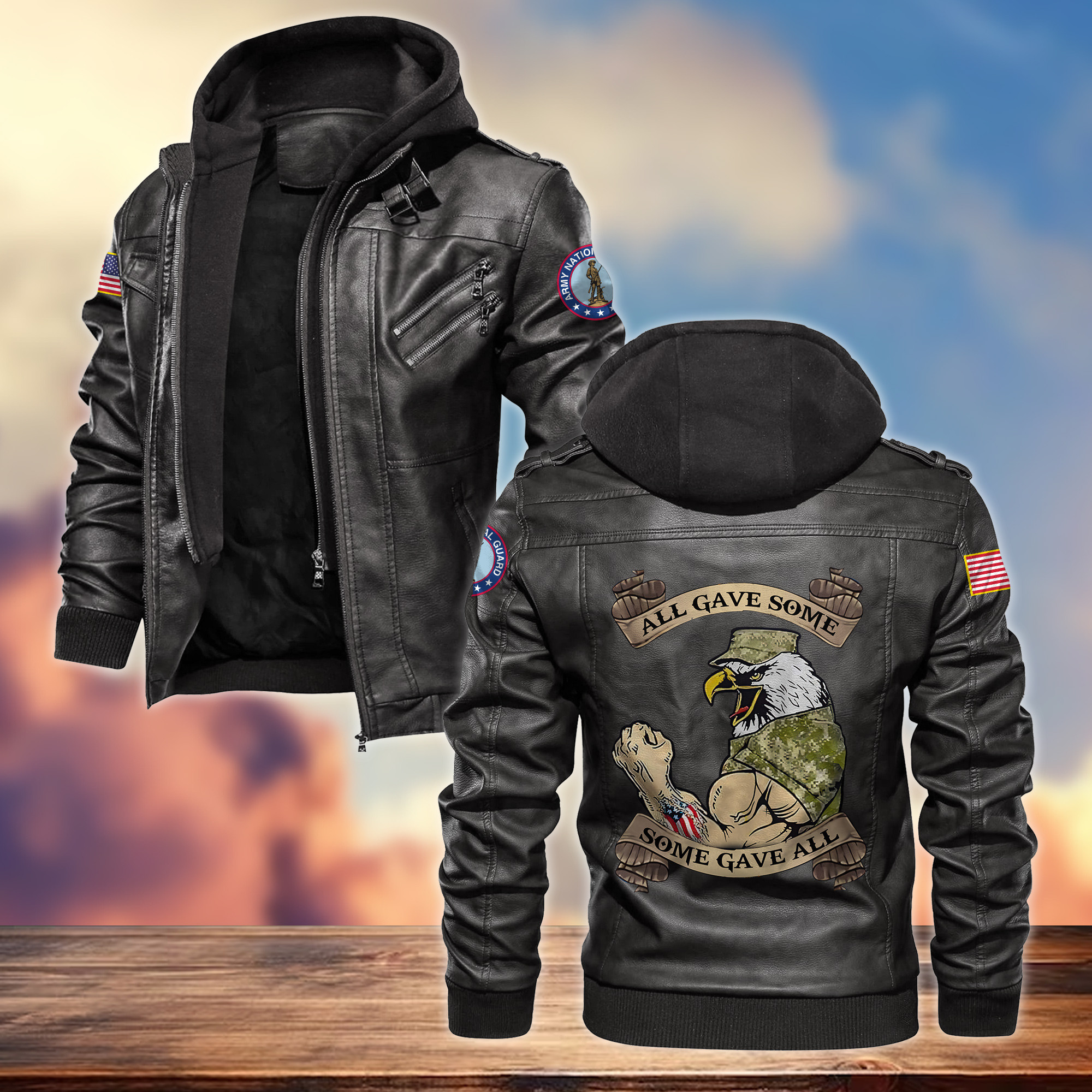 Premium US Army National Guard Veteran Leather Jacket VPVC701608, Gifts For Army National Guard Veteran, Gifts On Father’s Day, Armed Forces Day, Veterans Day