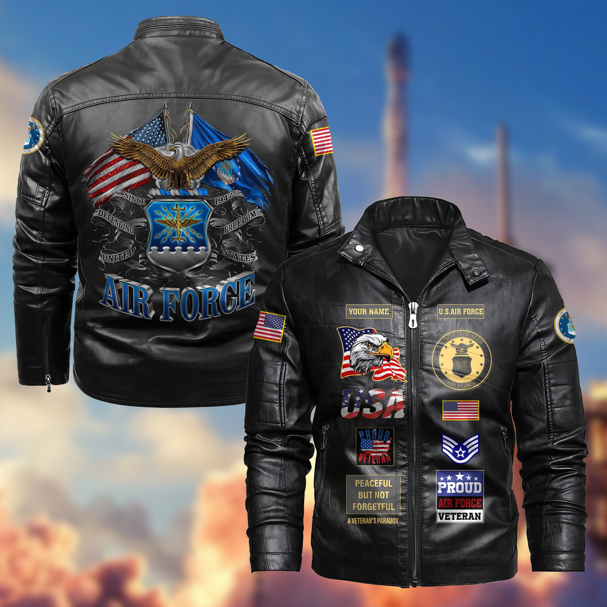 Premium Personalized USAF Veteran Leather Jacket VPVC702004, Gifts For Air Force Veteran, Gifts On Father’s Day, Armed Forces Day, Veterans Day
