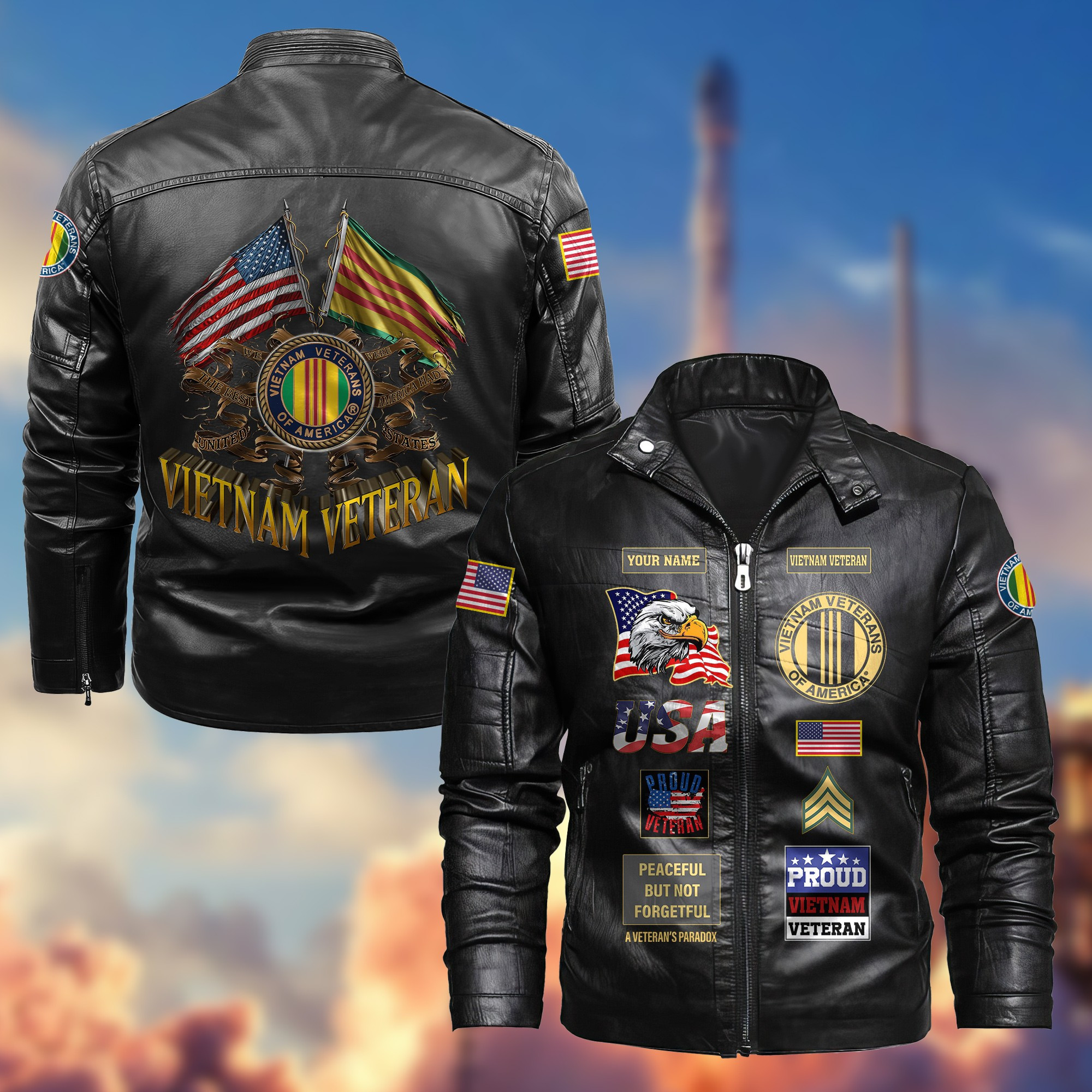 Premium Personalized Vietnam Veteran Leather Jacket VPVC702006, Gifts For Vietnam Veteran, Gifts On Father’s Day, Armed Forces Day, Veterans Day