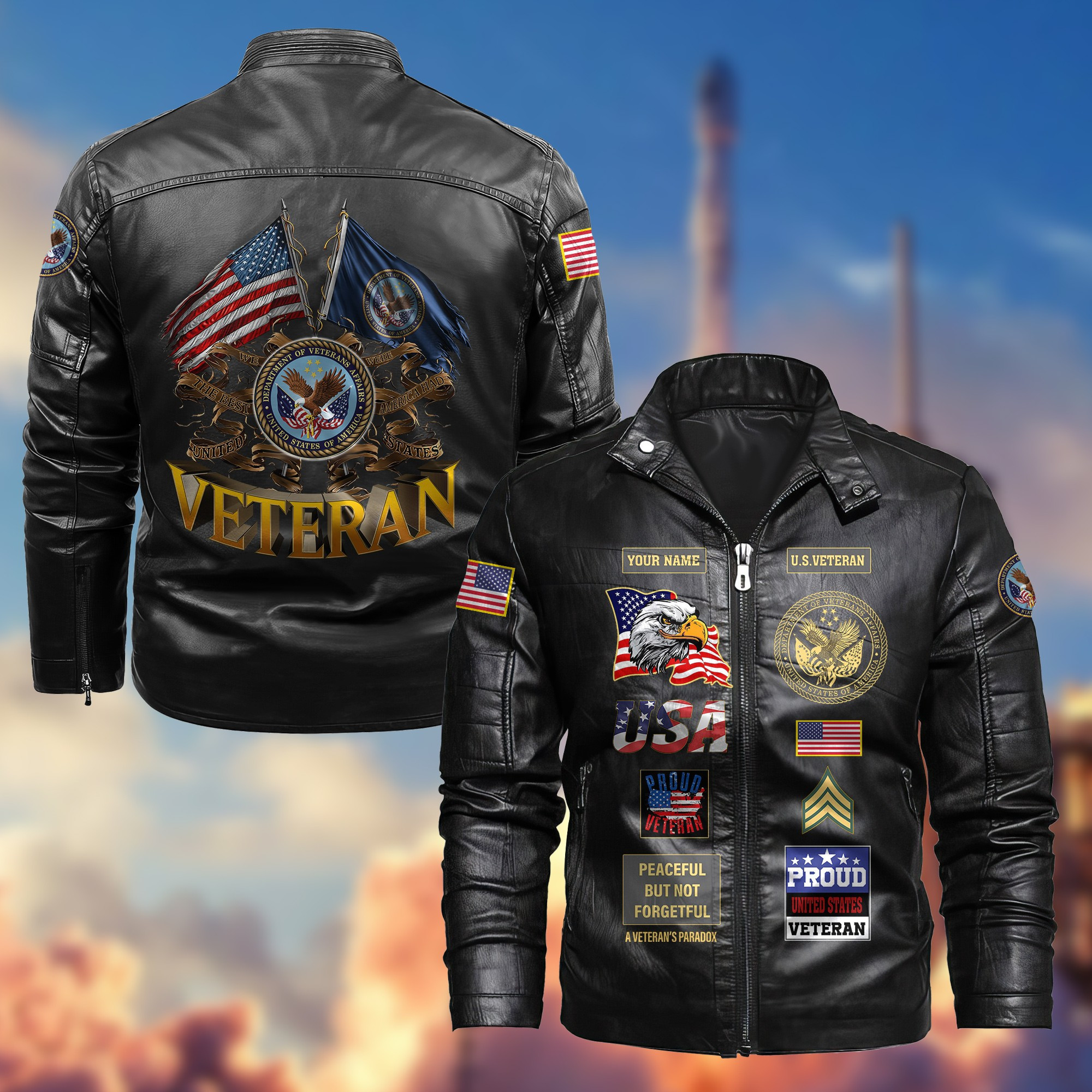 Premium Personalized US Veteran Leather Jacket VPVC702007, Gifts For US Veteran, Gifts On Father’s Day, Armed Forces Day, Veterans Day