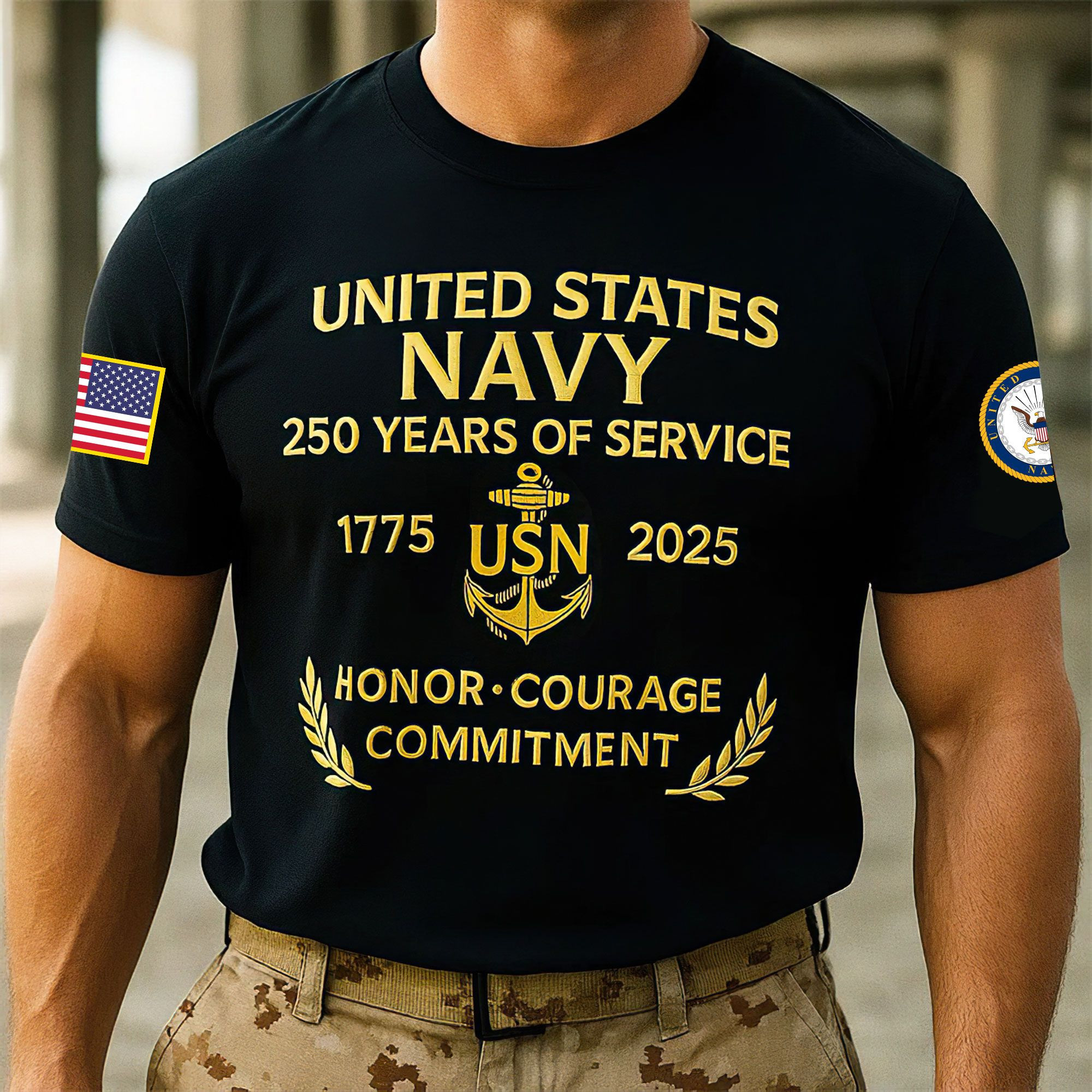 Premium US Navy T-Shirt VPVC930201, 250th Anniversary Navy Shirt, Gifts For Navy Veteran, Gifts On Father’s Day, Veterans Day