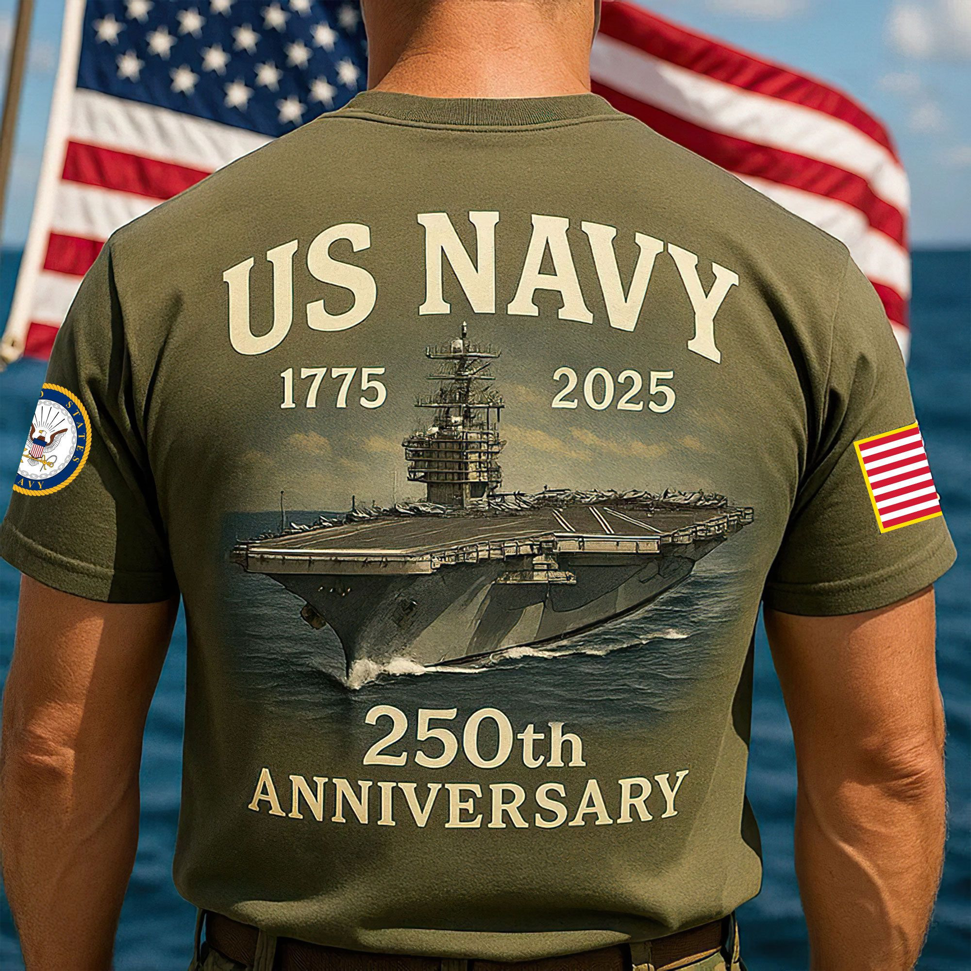 Premium US Navy T-Shirt VPVC930204, 250th Anniversary Navy Shirt, Gifts For Navy Veteran, Gifts On Father’s Day, Veterans Day