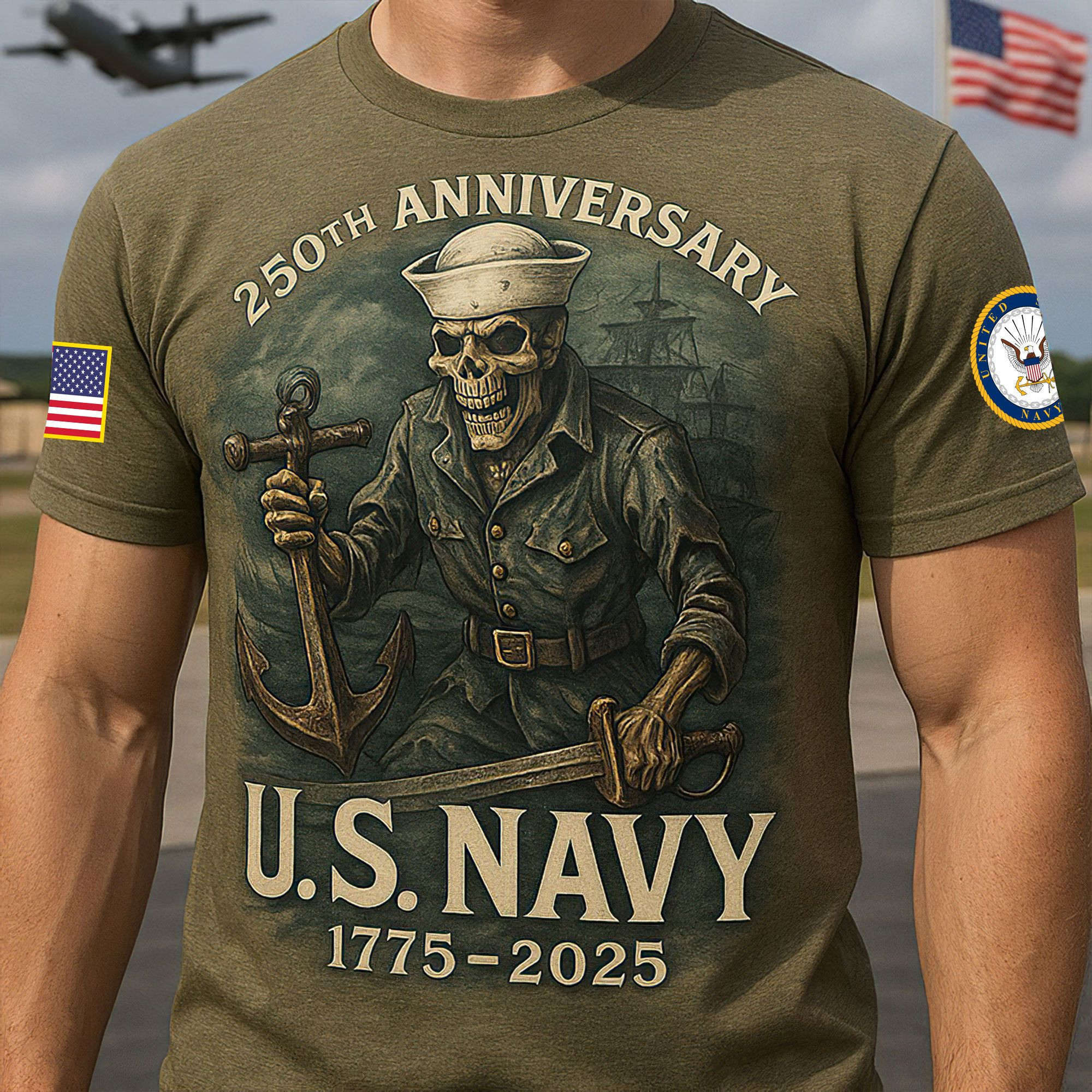 Premium US Navy T-Shirt VPVC930206, 250th Anniversary Navy Shirt, Gifts For Navy Veteran, Gifts On Father’s Day, Veterans Day