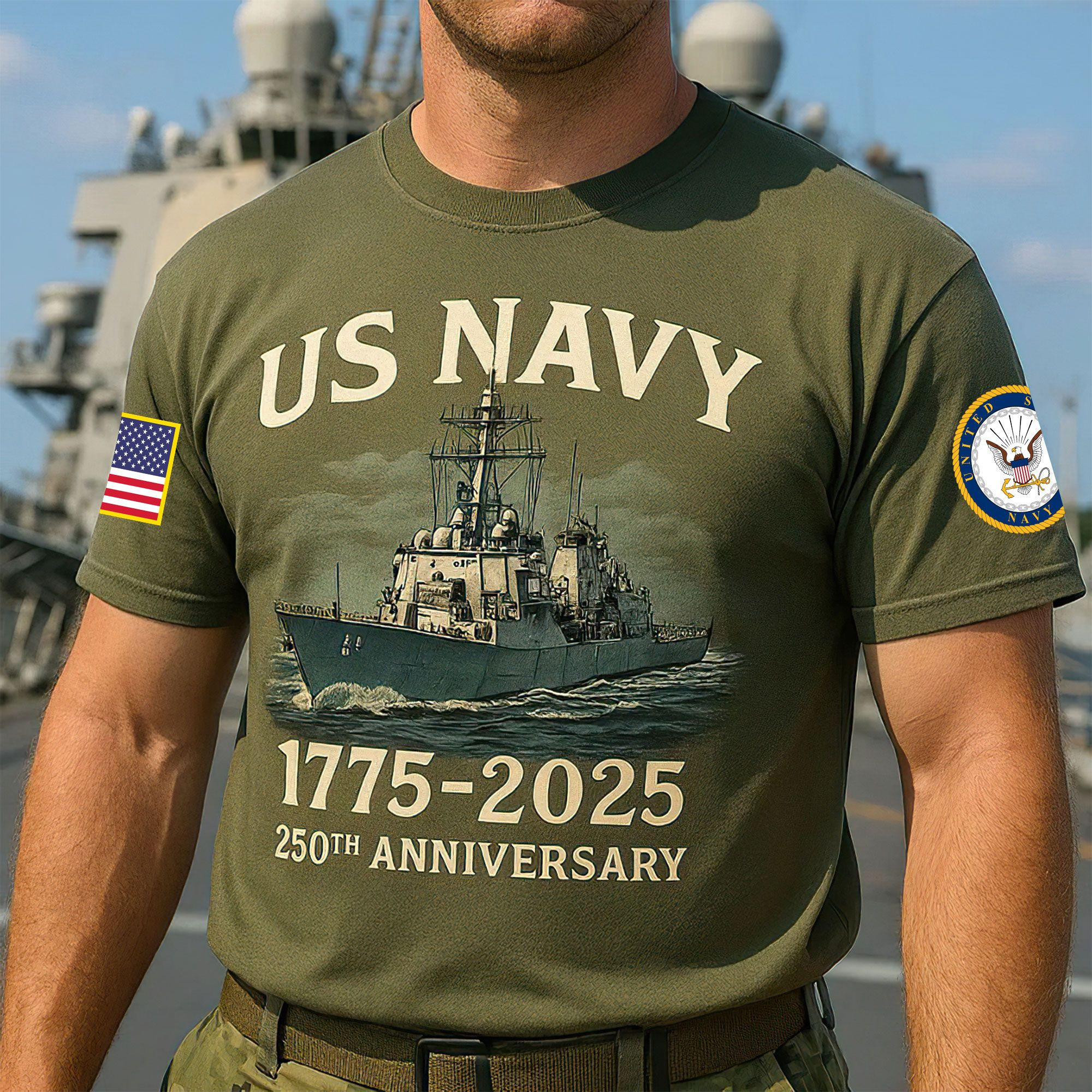 Premium US Navy T-Shirt VPVC930214, 250th Anniversary Navy Shirt, Gifts For Navy Veteran, Gifts On Father’s Day, Veterans Day
