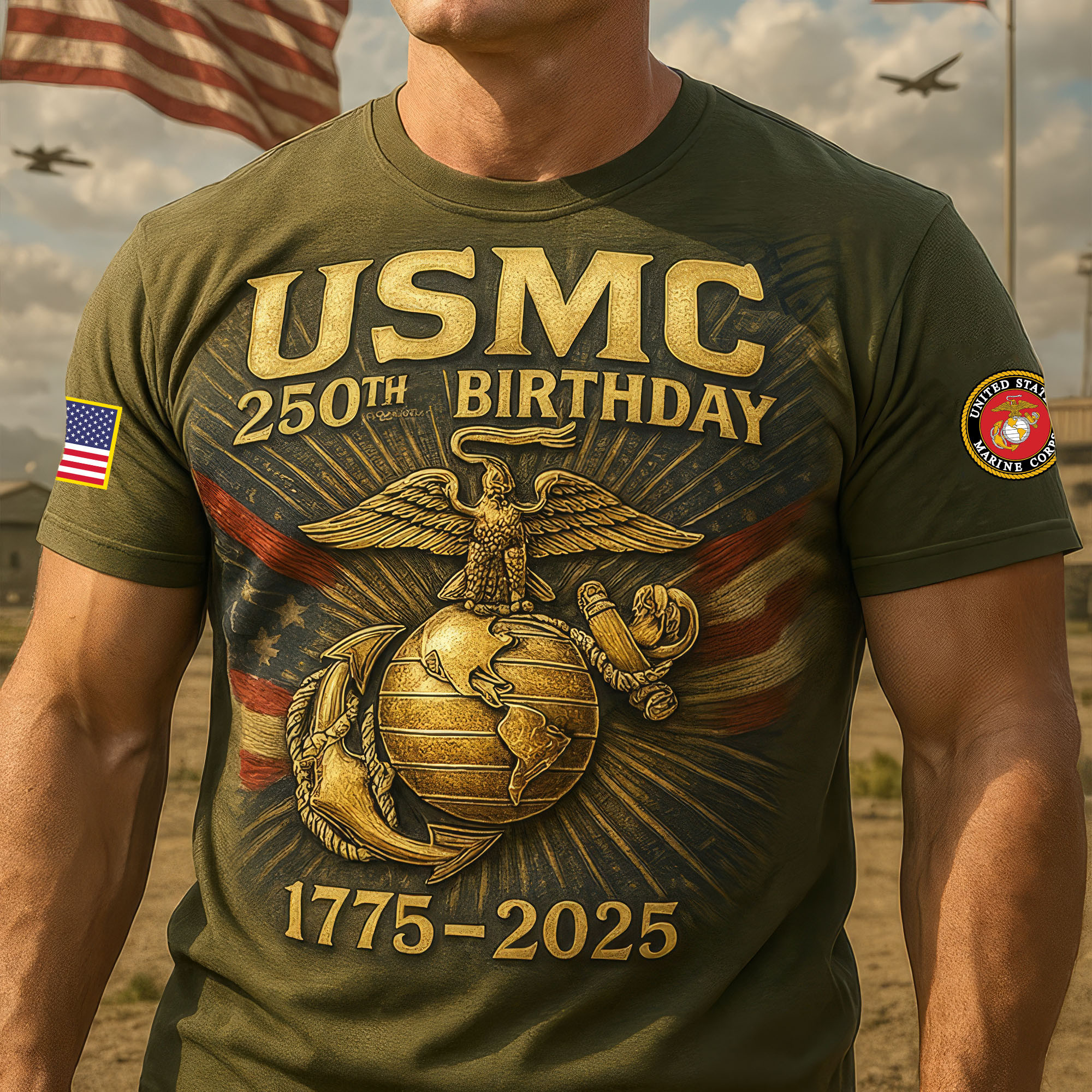 Premium USMC T-Shirt VPVC930215, 250th Anniversary Marine Corps Shirt, Gifts For Marine Veteran, Gifts On Father’s Day, Veterans Day