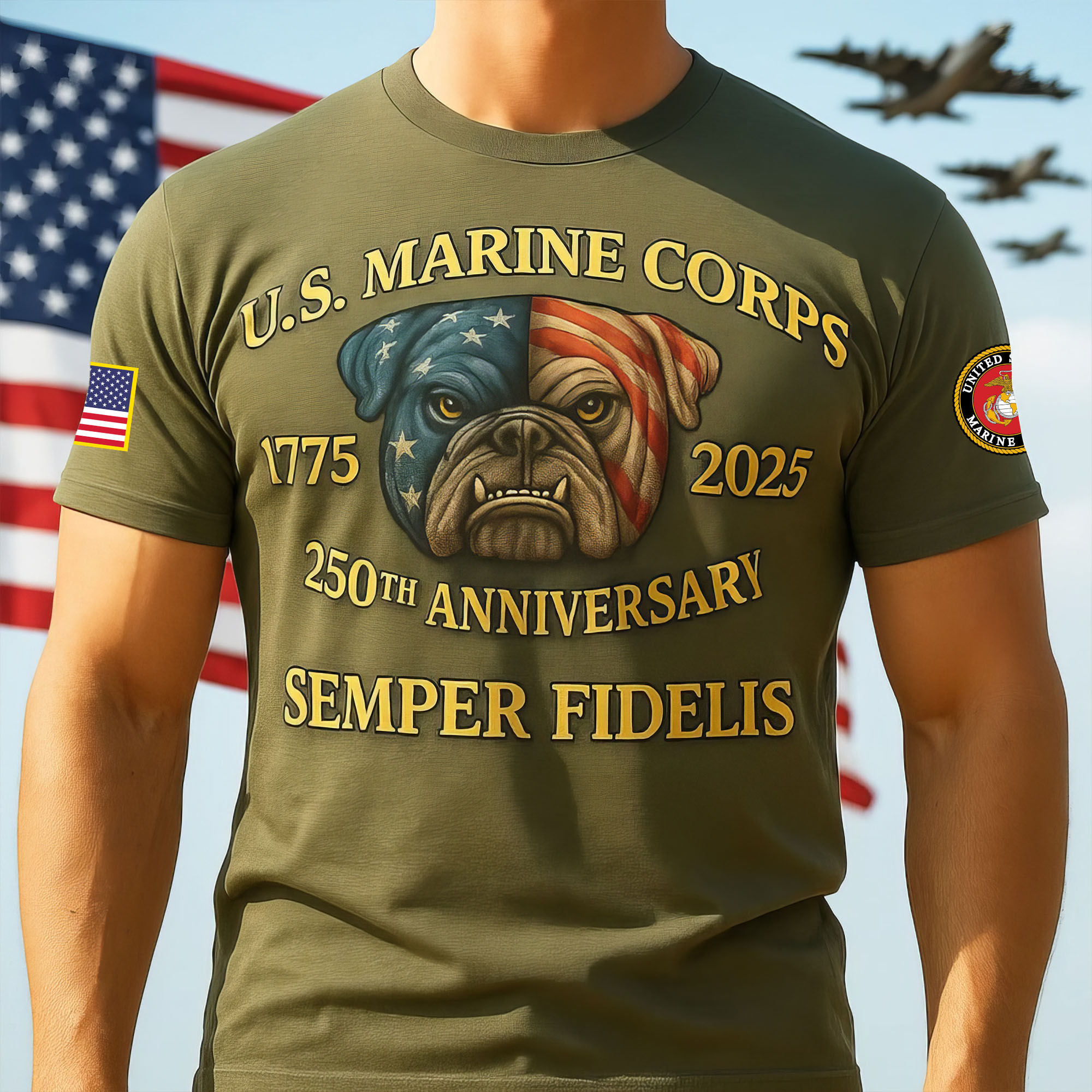 Premium USMC T-Shirt VPVC930226, 250th Anniversary Marine Corps Shirt, Gifts For Marine Veteran, Gifts On Father’s Day, Veterans Day