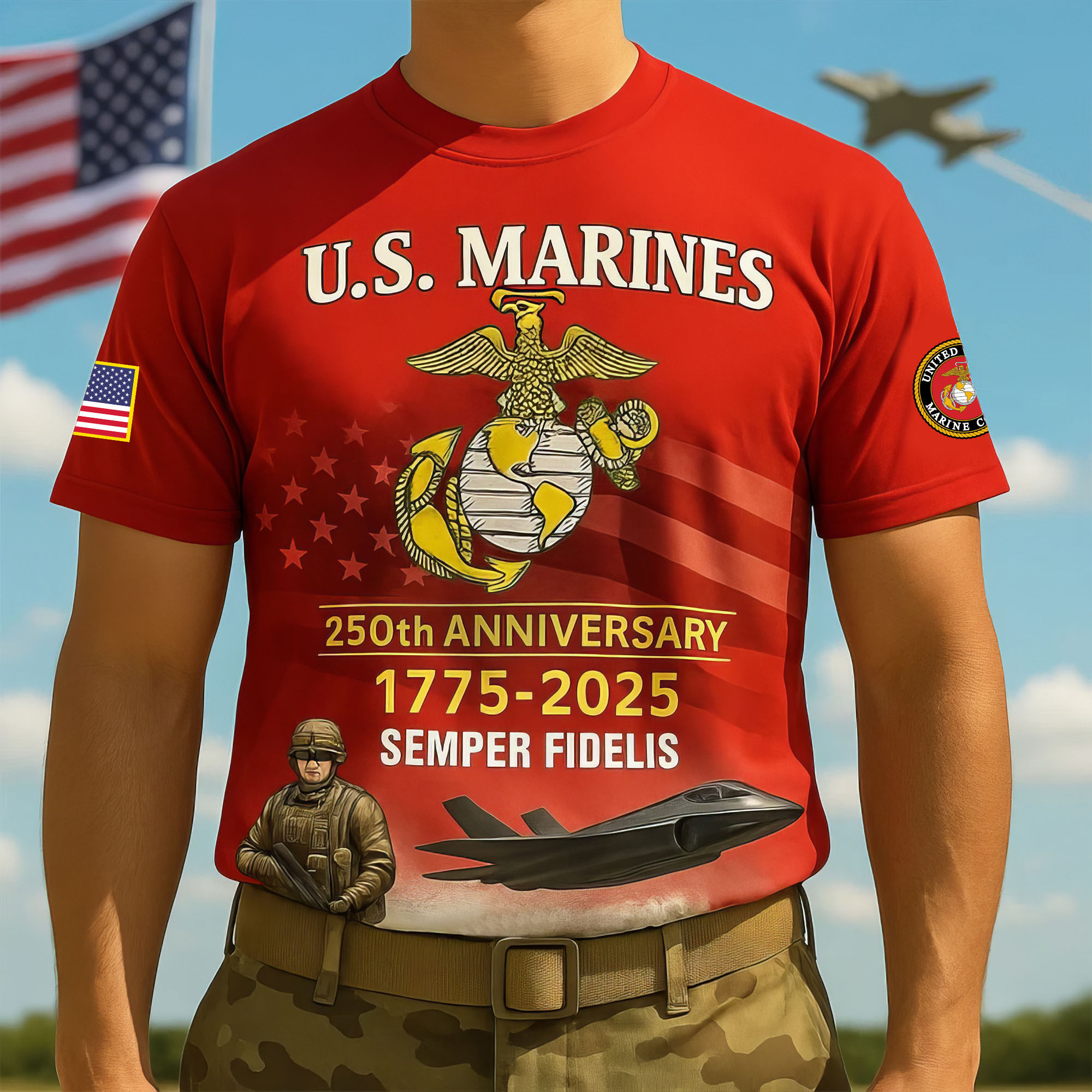 Premium USMC T-Shirt VPVC930229, 250th Anniversary Marine Corps Shirt, Gifts For Marine Veteran, Gifts On Father’s Day, Veterans Day