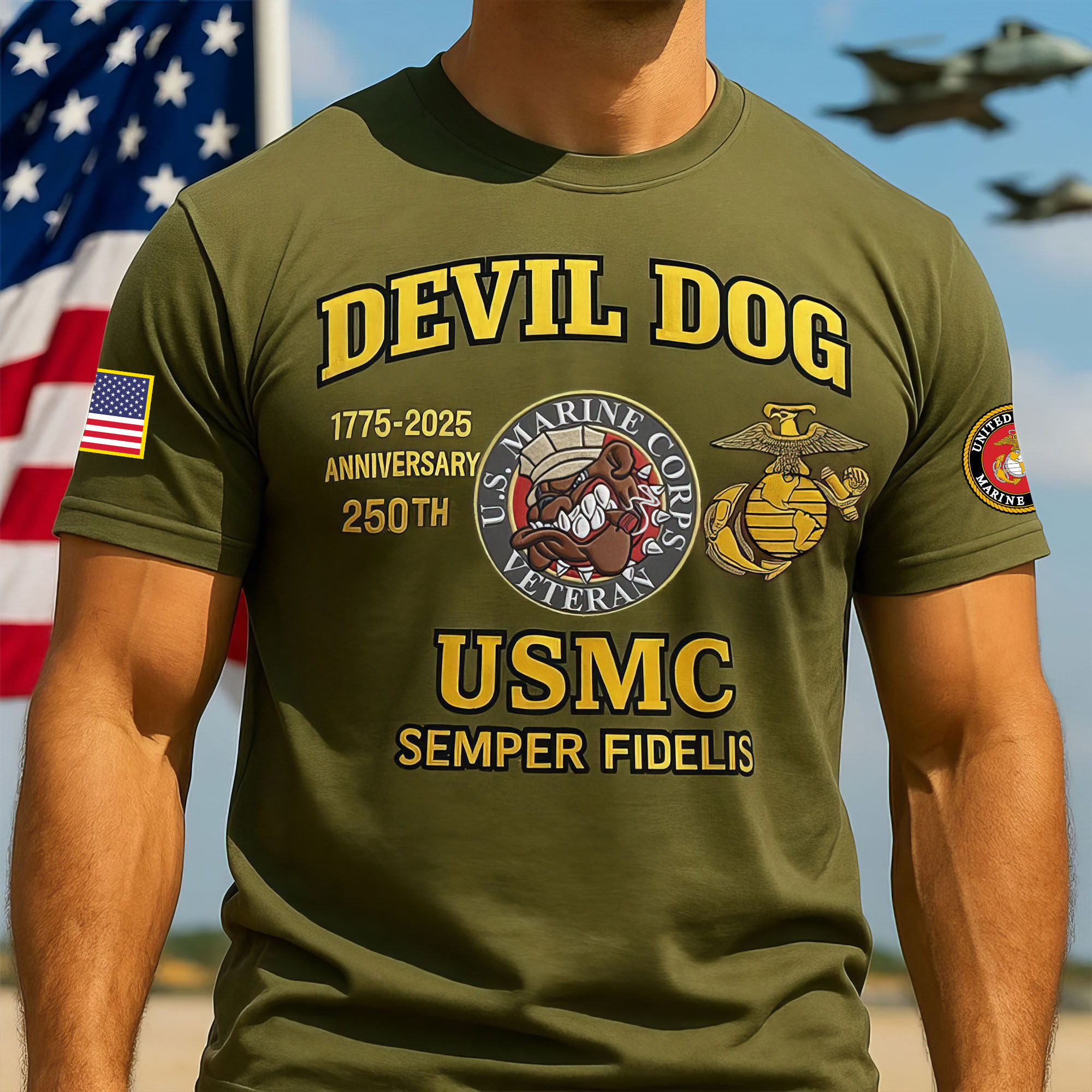 Premium USMC T-Shirt VPVC930250, 250th Anniversary Marine Corps Shirt, Gifts For Marine Veteran, Gifts On Father’s Day, Veterans Day