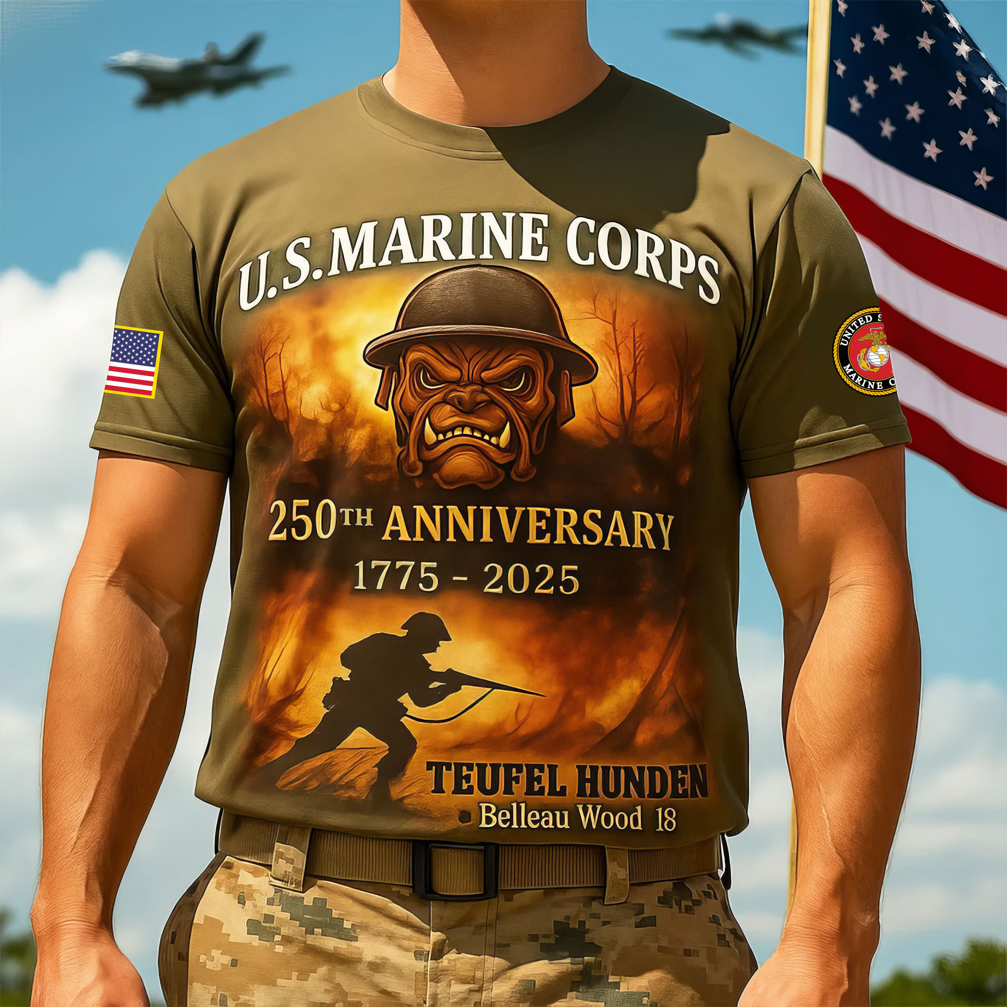 Premium USMC T-Shirt VPVC930255, 250th Anniversary Marine Corps Shirt, Gifts For Marine Veteran, Gifts On Father’s Day, Veterans Day