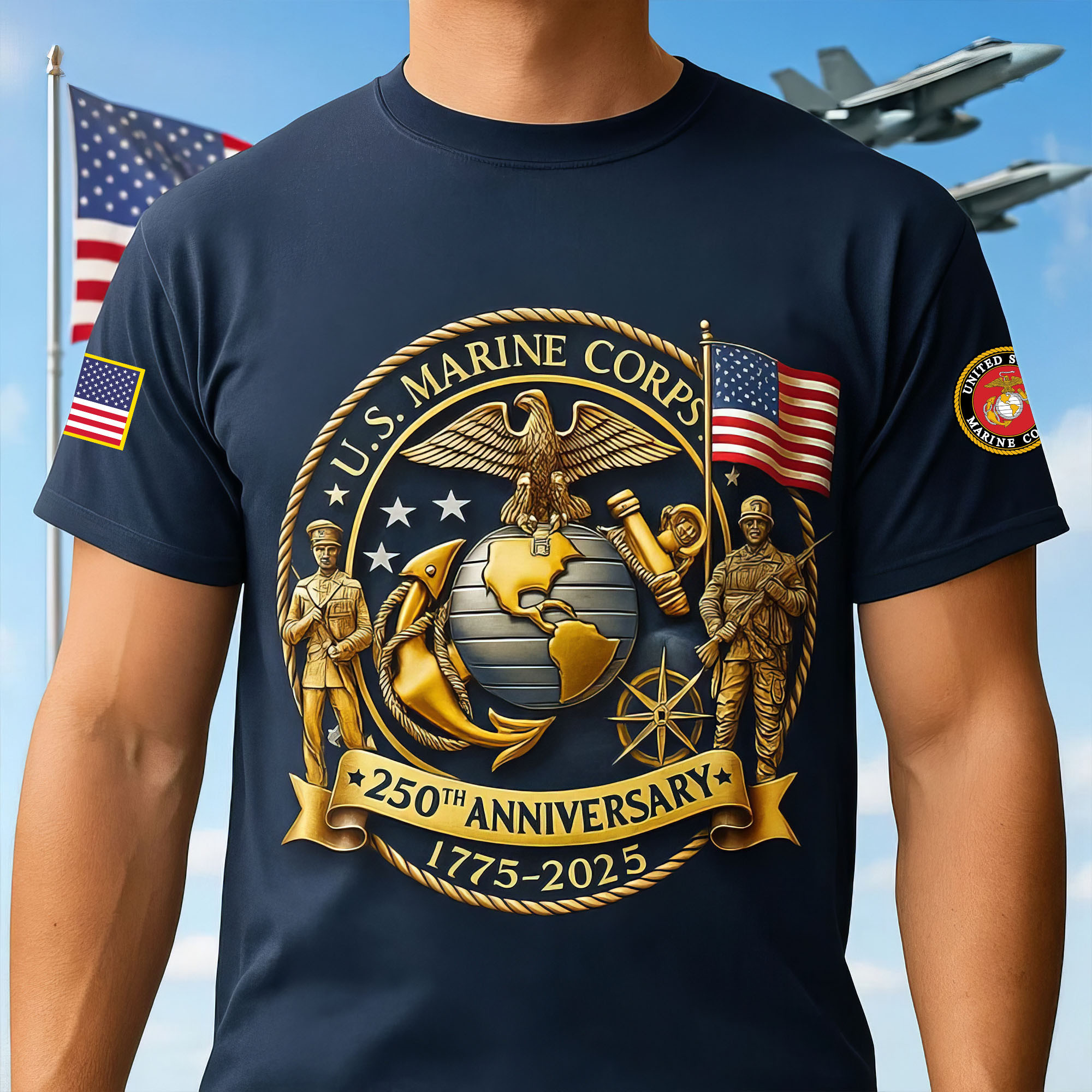 Premium USMC T-Shirt VPVC930264, 250th Anniversary Marine Corps Shirt, Gifts For Marine Veteran, Gifts On Father’s Day, Veterans Day