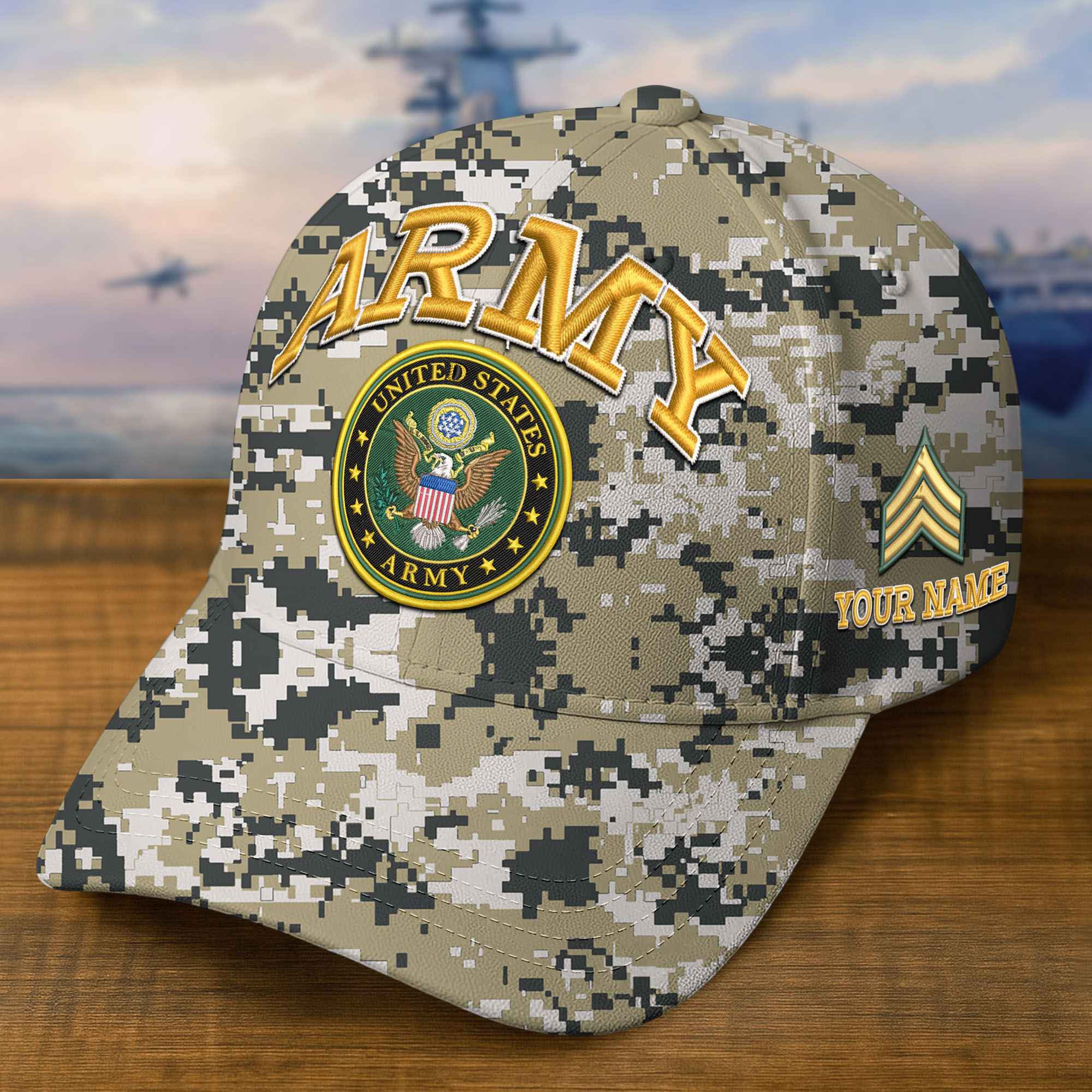 Premium US Army Embroidered Hat VPVC309201, Custom Name & Rank, Gifts For Army Veteran, Gifts On Father’s Day, Veterans Day