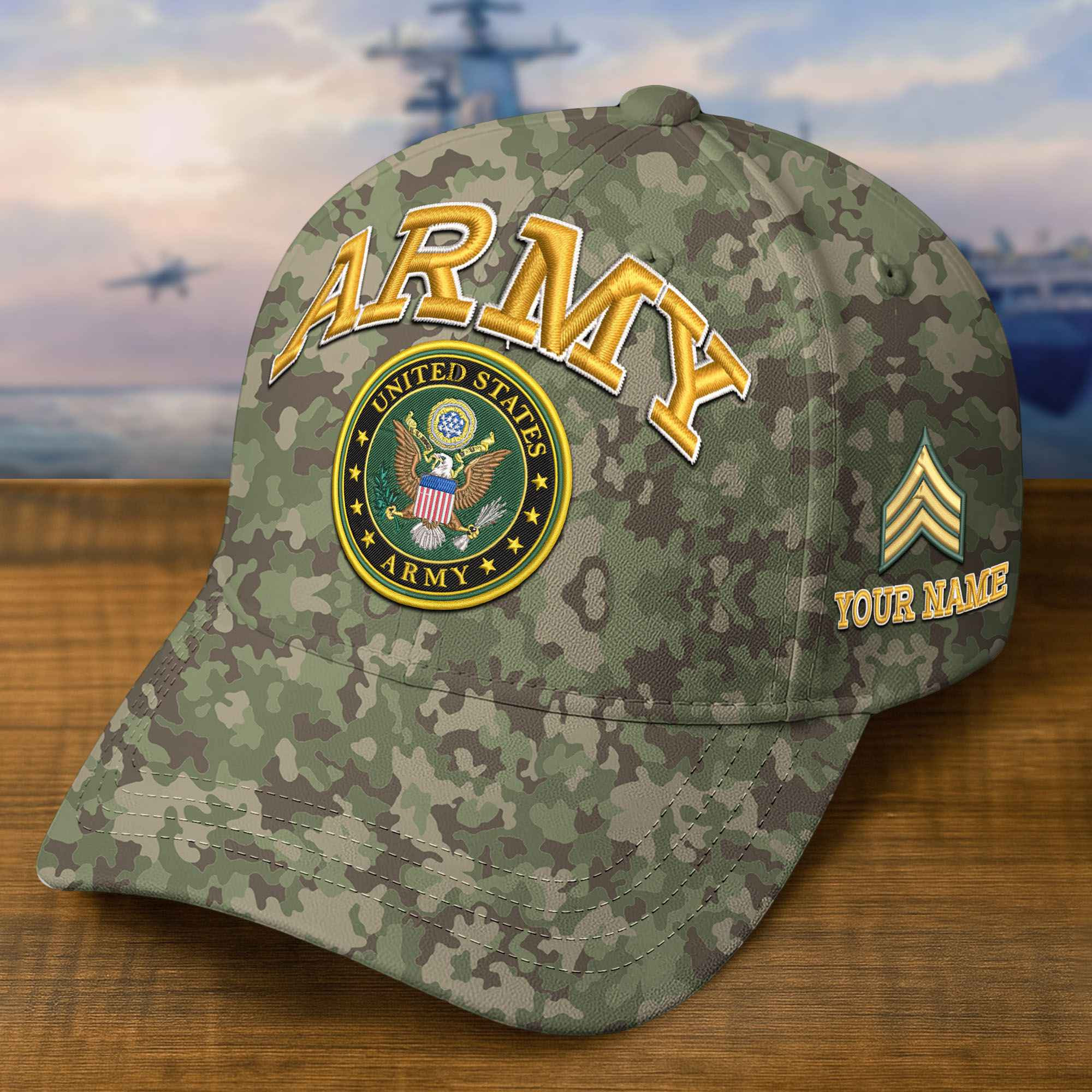 Premium US Army Embroidered Hat VPVC309203, Custom Name & Rank, Gifts For Army Veteran, Gifts On Father’s Day, Veterans Day