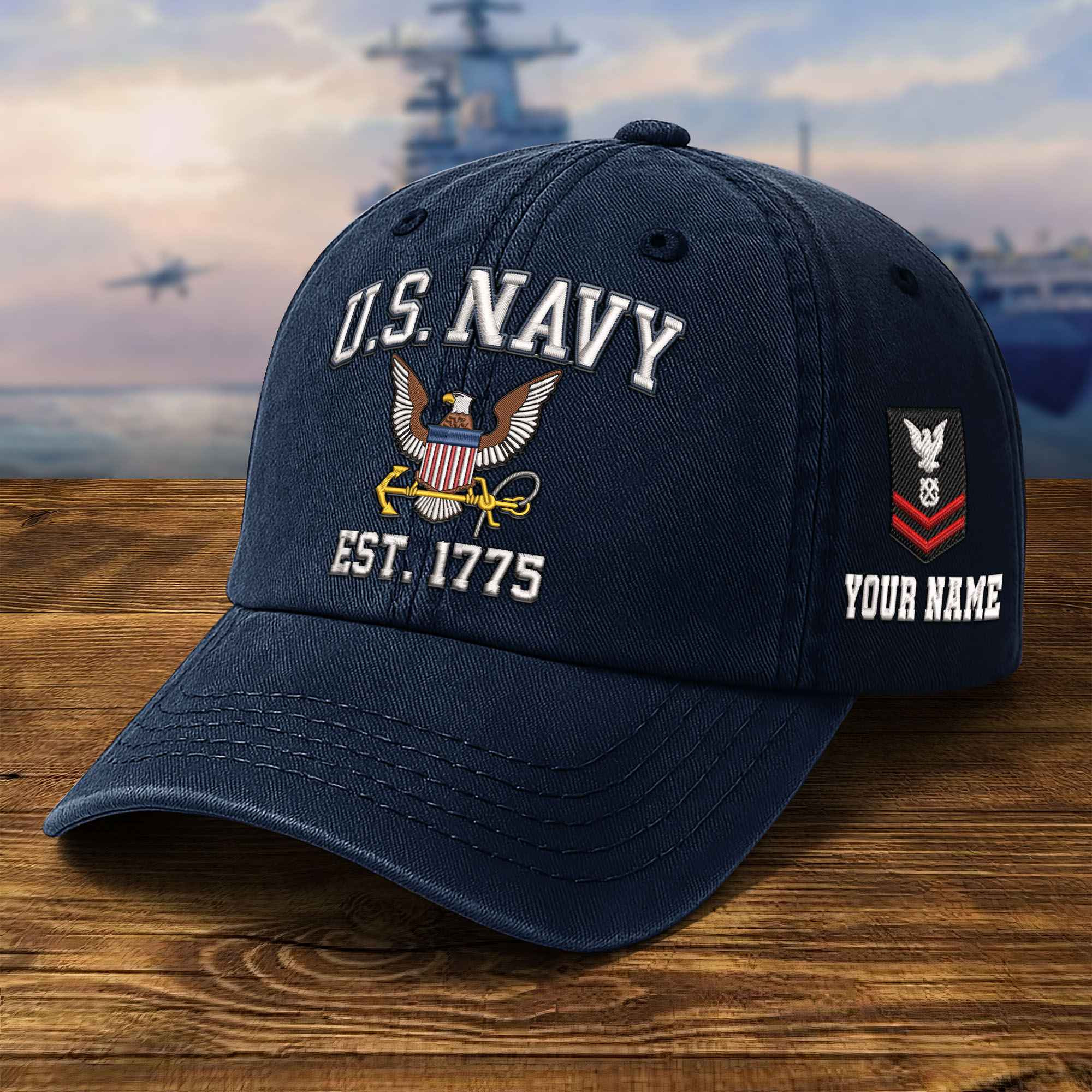 Premium Custom US Navy Embroidered Hat VPVC309502, Gifts For Navy Veteran, Gifts On Father’s Day, Veterans Day