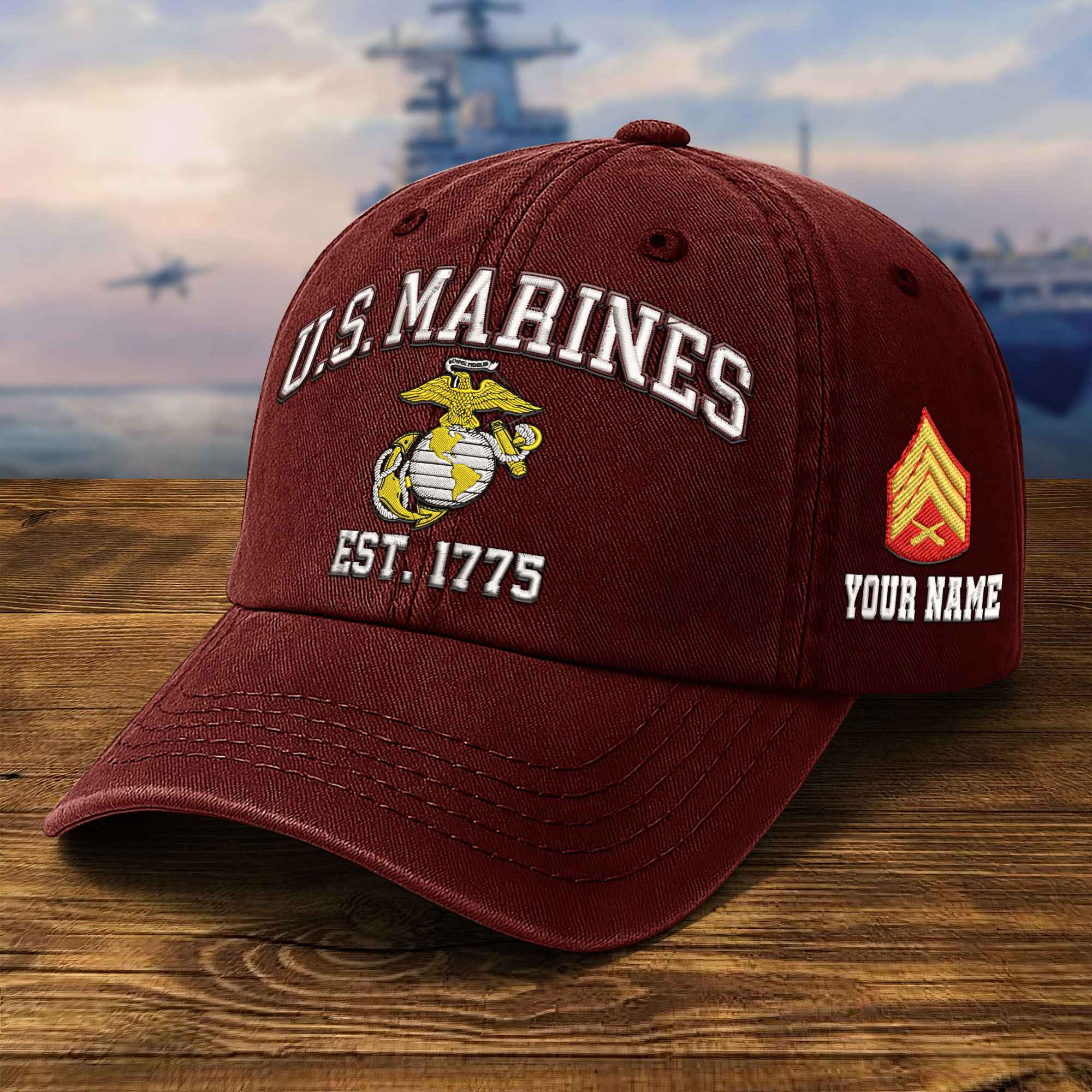 Premium Custom USMC Embroidered Hat VPVC309503, Gifts For Marine Veteran, Gifts On Father’s Day, Veterans Day