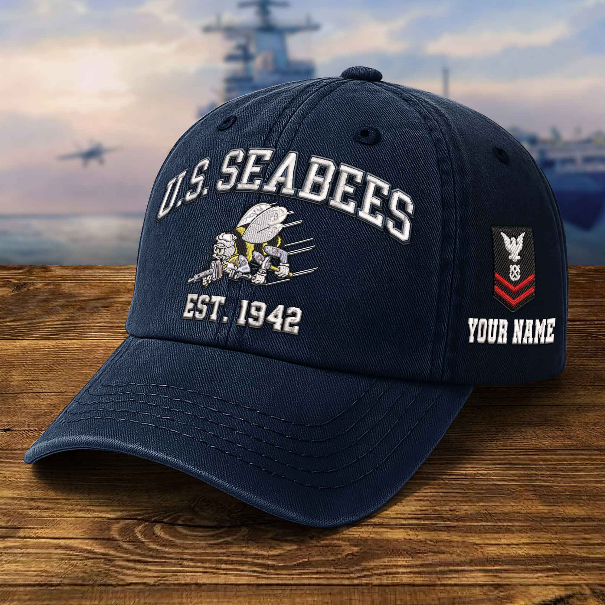 Premium Custom US Seabees Embroidered Hat VPVC309509, Gifts For Seabees Veteran, Gifts On Father’s Day, Veterans Day