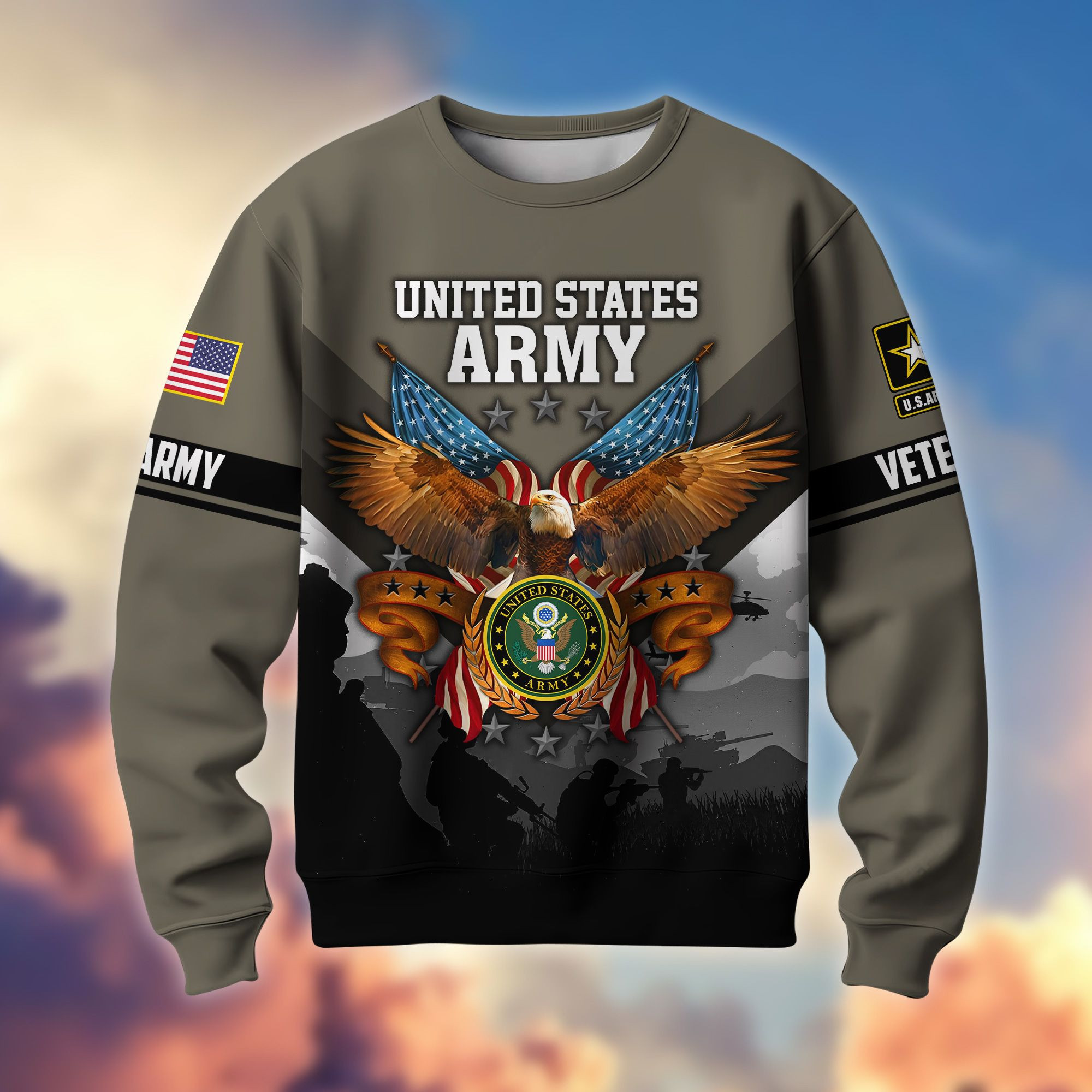 Premium US Veterans Sweatshirt ATTN040821, Gifts For US Veterans, Gifts On Father’s Day, Veterans Day