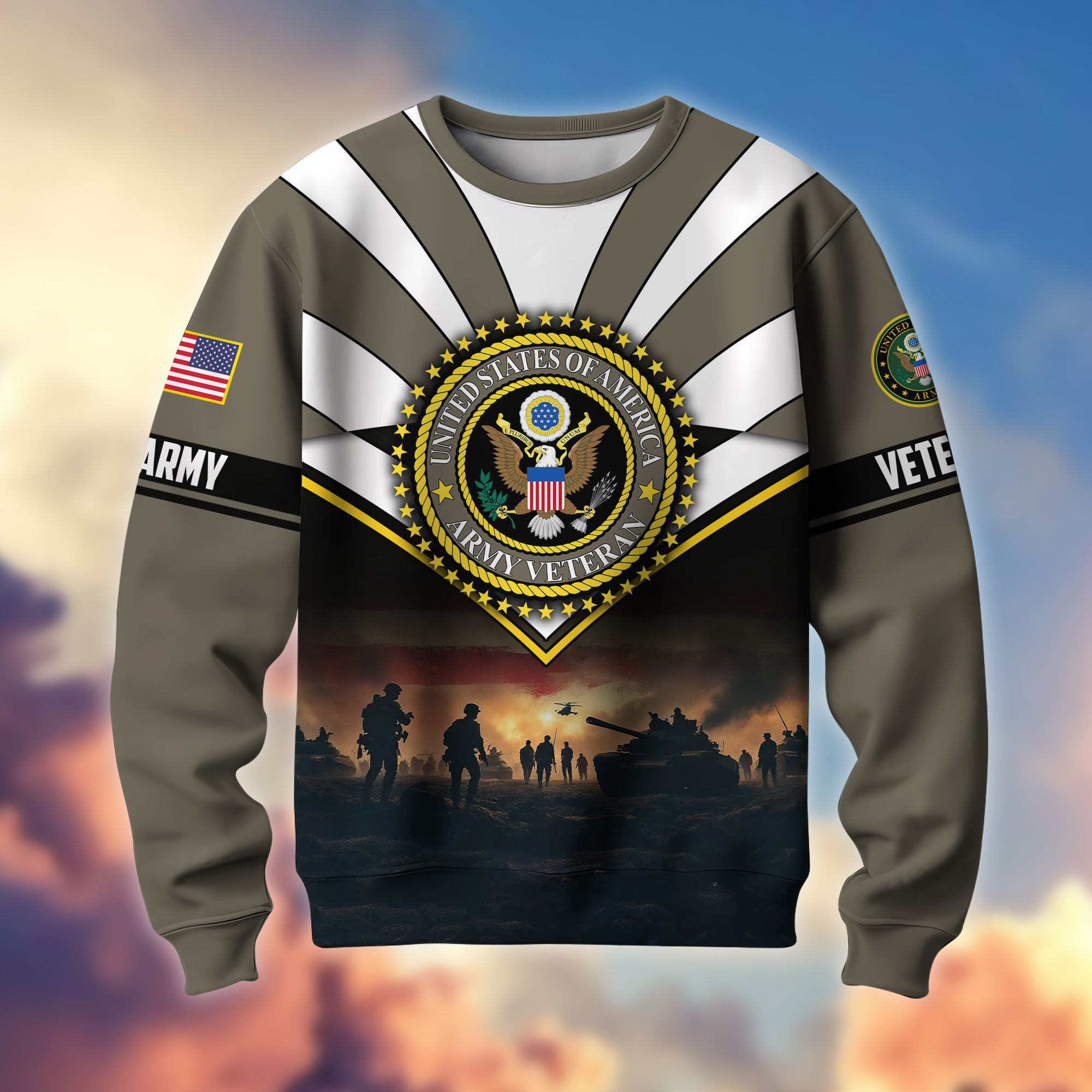 Premium US Veterans Sweatshirt ATTN080821, Gifts For US Veterans, Gifts On Father’s Day, Veterans Day