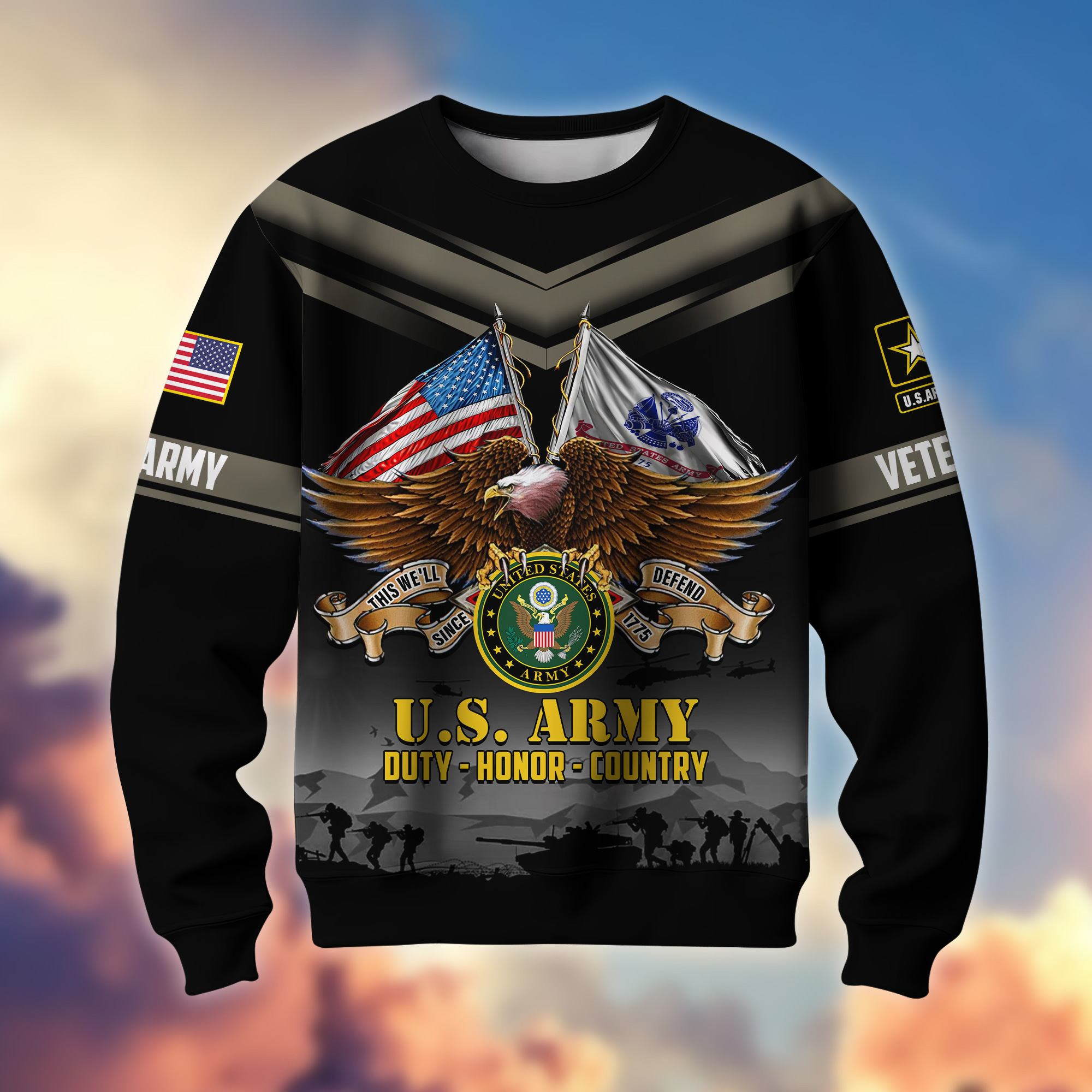 Premium US Veterans Sweatshirt ATTN070821, Gifts For US Veterans, Gifts On Father’s Day, Veterans Day