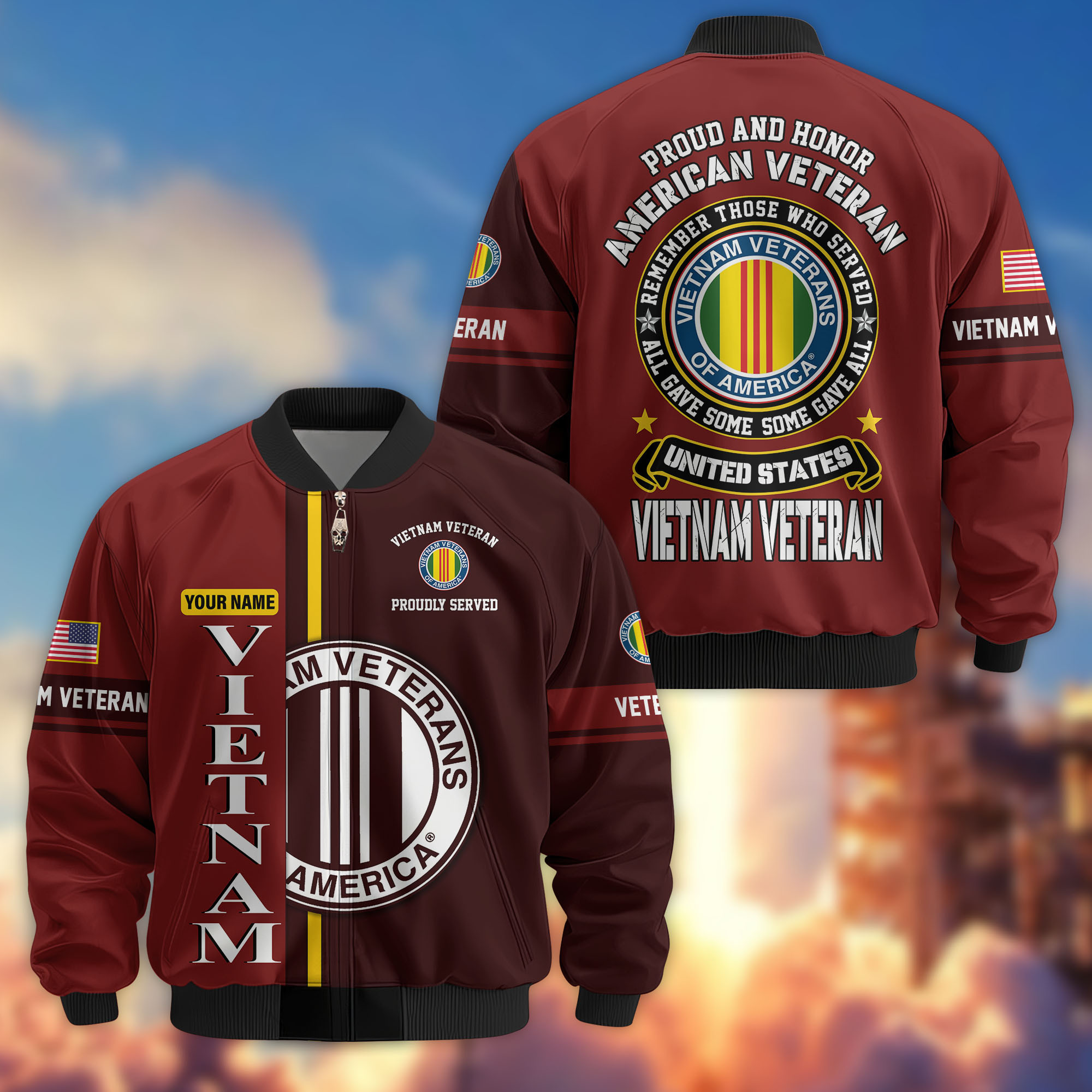 Premium Custom Vietnam Veteran Bomber Jacket VPVC802106, Gifts For Vietnam Veteran, Gifts On Father’s Day, Veterans Day