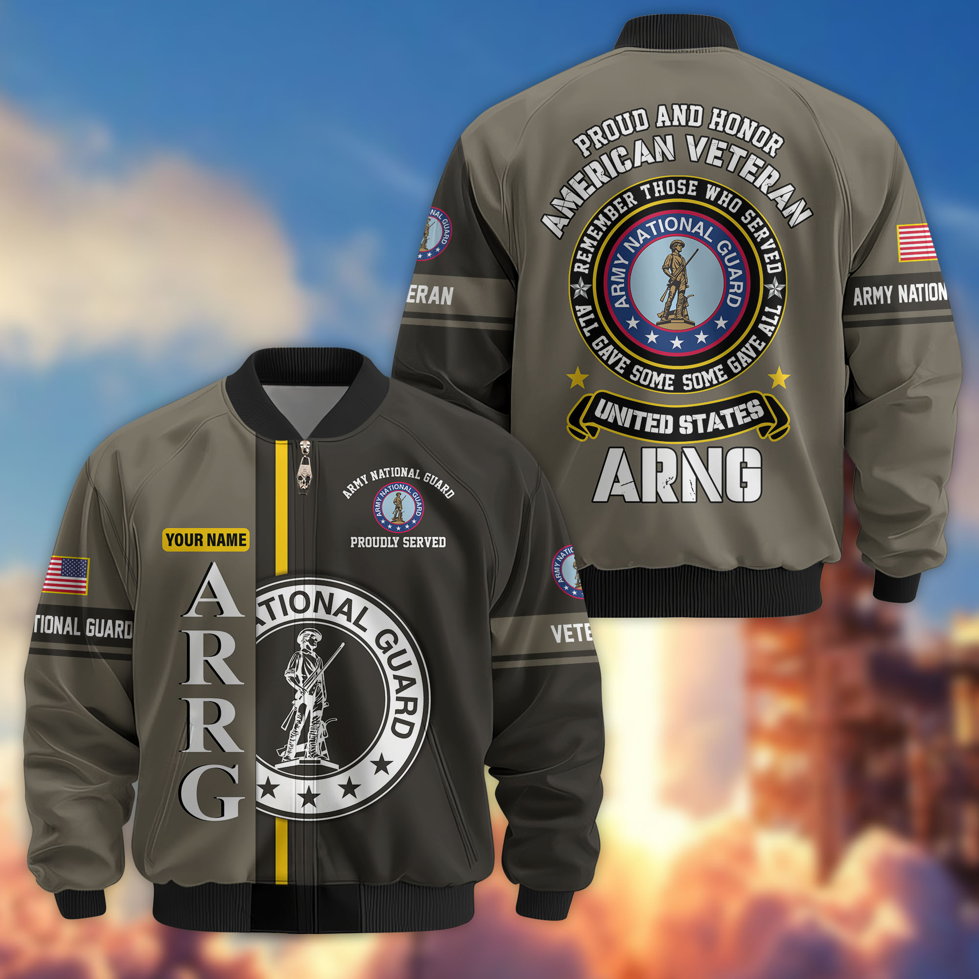 Premium Custom US Army National Guard Veteran Bomber Jacket VPVC802108, Gifts For Army National Guard Veteran, Gifts On Father’s Day, Veterans Day