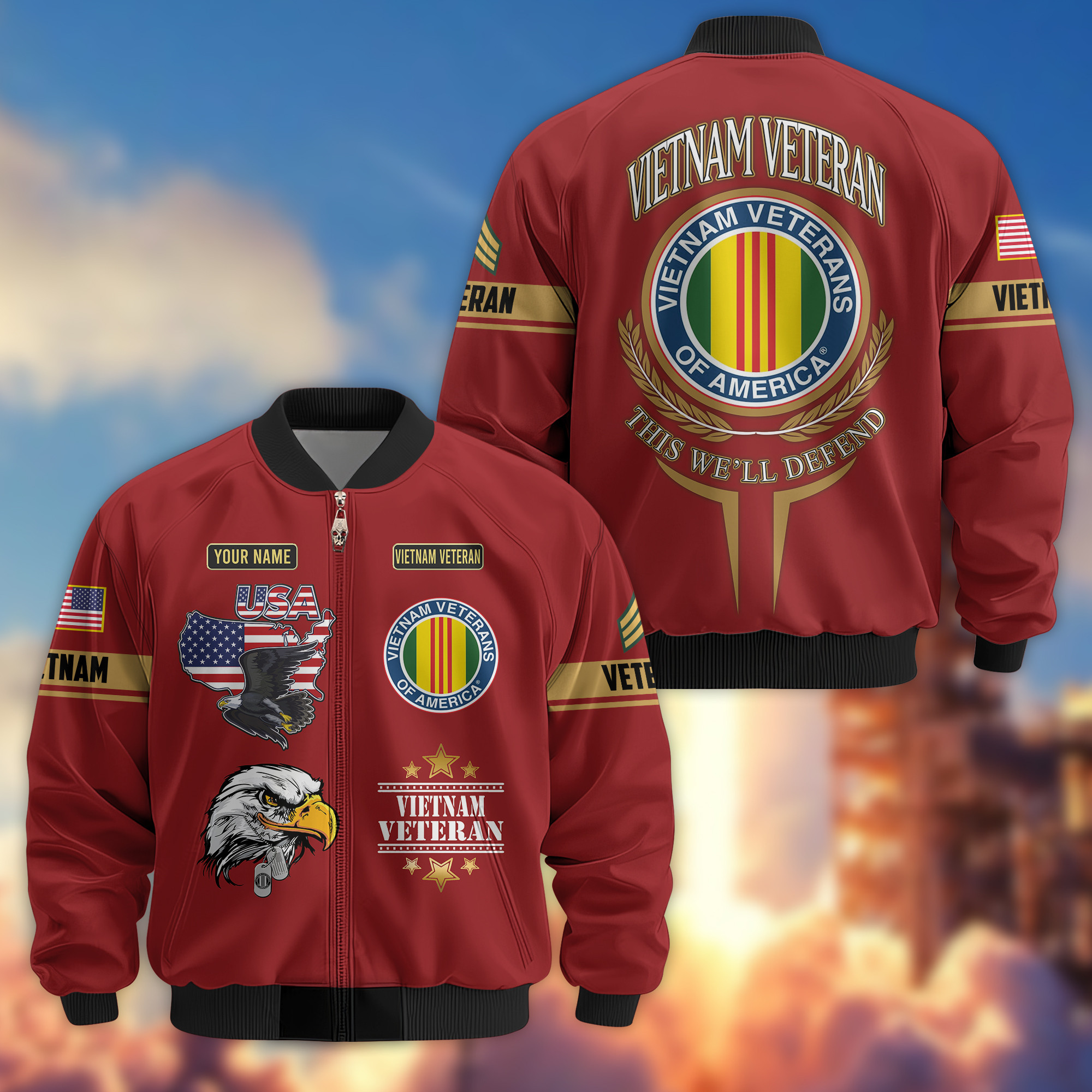 Premium Custom Vietnam Veteran Bomber Jacket VPVC802206, Gifts For Vietnam Veteran, Gifts On Father’s Day, Veterans Day
