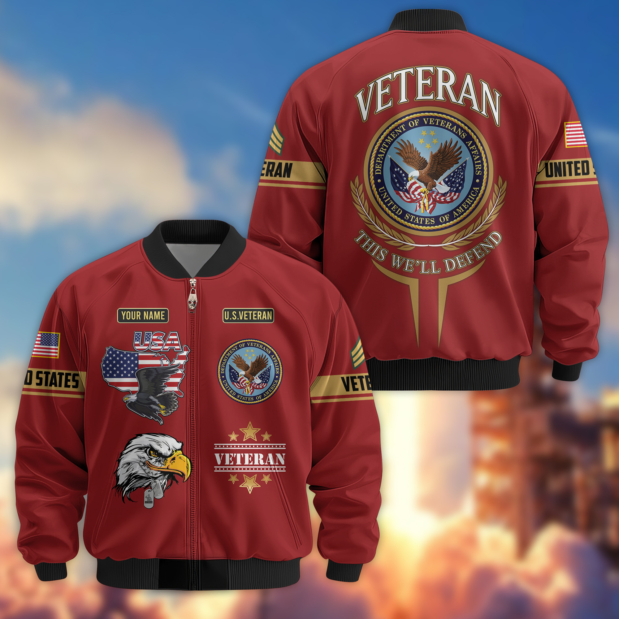 Premium Custom US Veteran Bomber Jacket VPVC802207, Gifts For US Veteran, Gifts On Father’s Day, Veterans Day