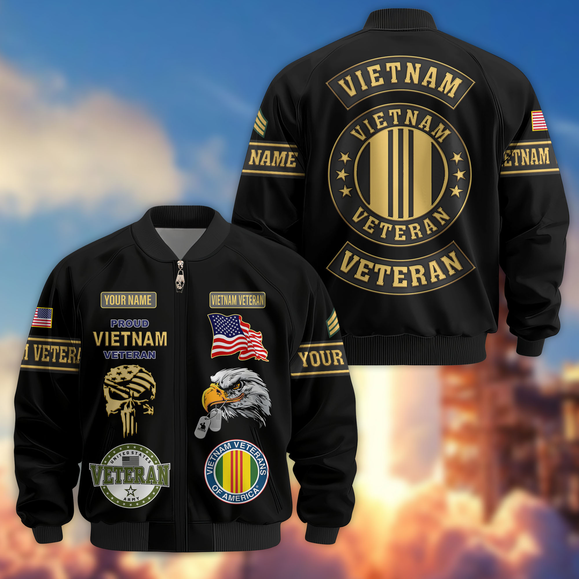 Premium Custom Vietnam Veteran Bomber Jacket VPVC802306, Gifts For Vietnam Veteran, Gifts On Father’s Day, Veterans Day