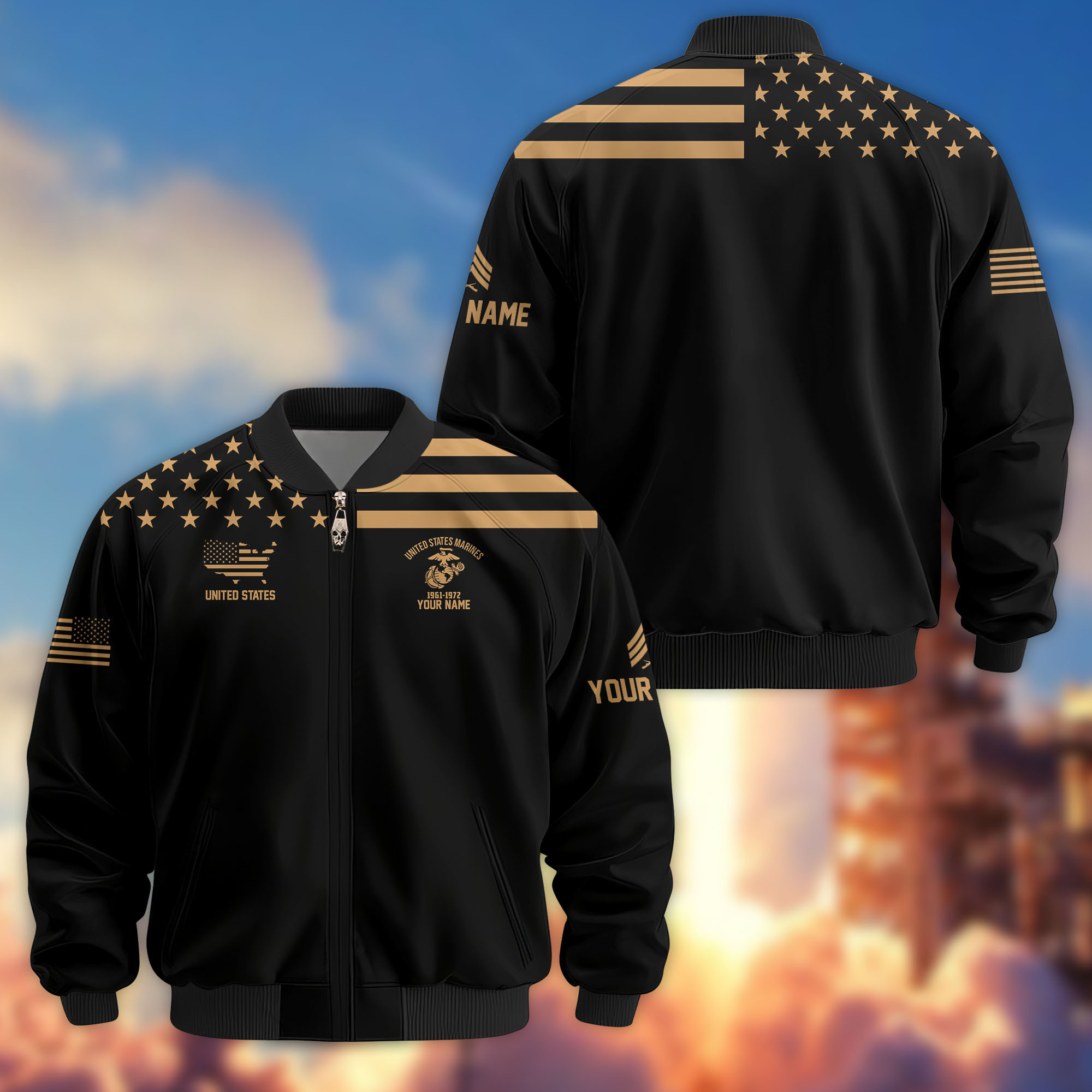 Premium Custom USMC Veteran Bomber Jacket VPVC802403, Gifts For US Marine Veteran, Gifts On Father’s Day, Veterans Day