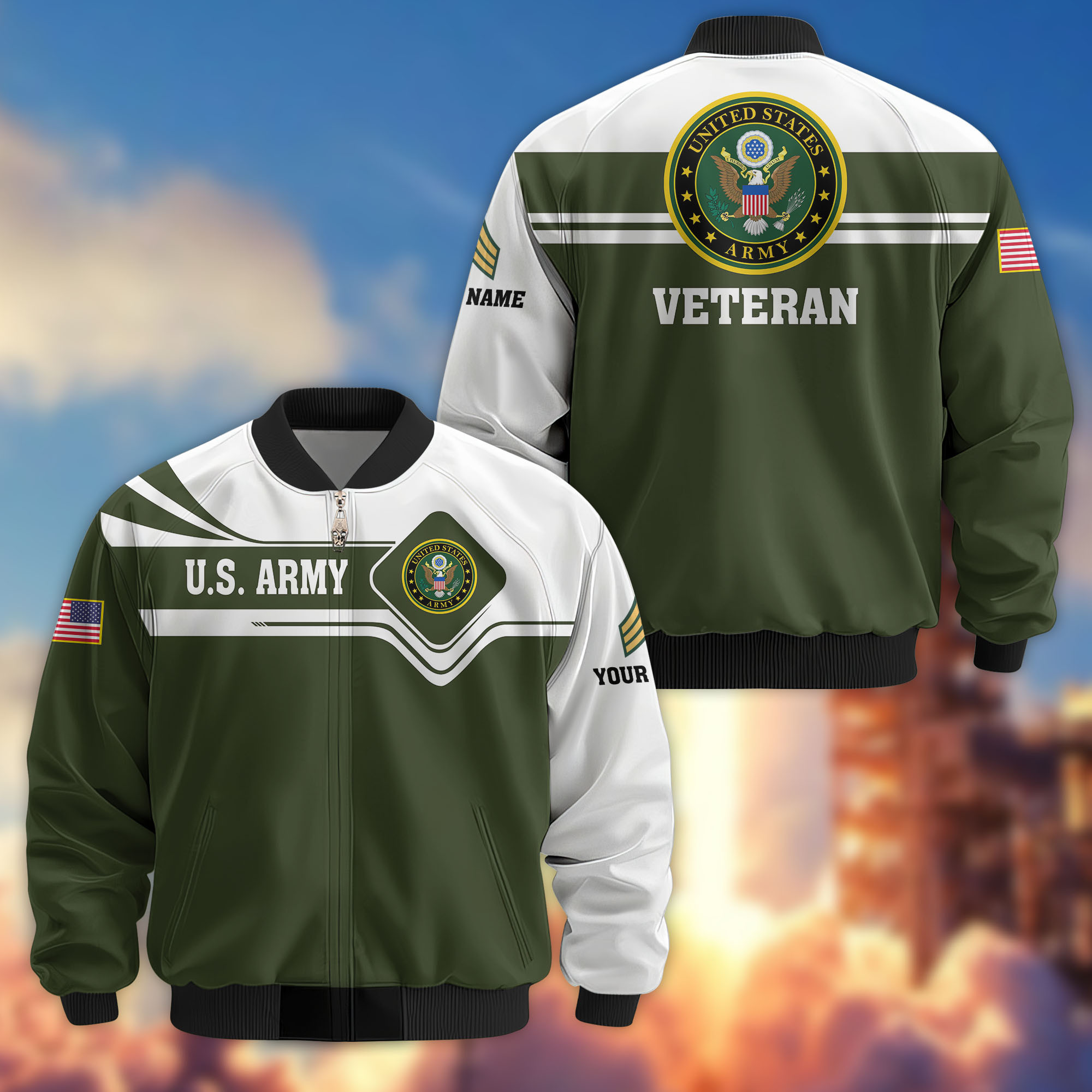 Premium Custom US Army Veteran Bomber Jacket VPVC802701, Gifts For US Army Veteran, Gifts On Father’s Day, Veterans Day