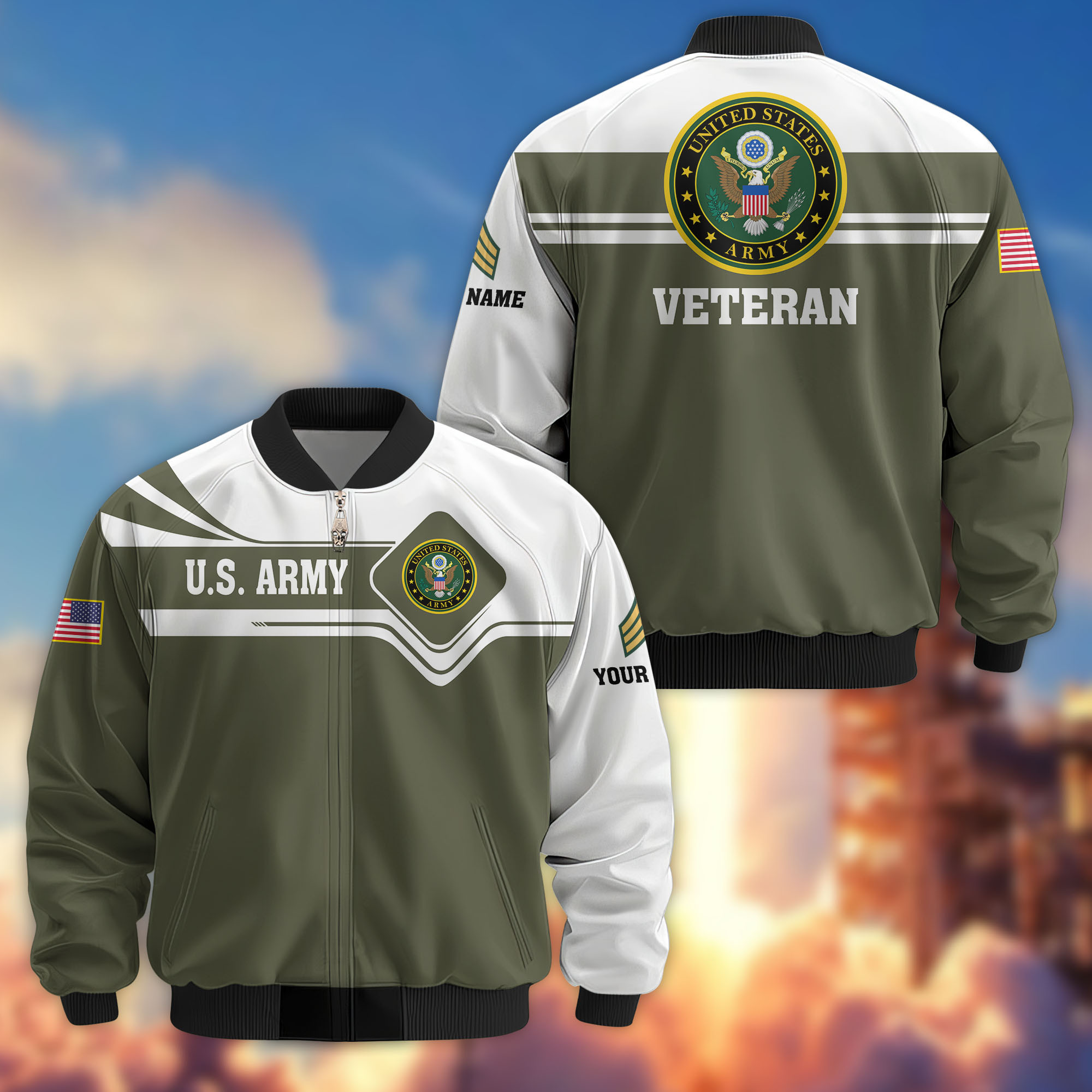 Premium Custom US Army Veteran Bomber Jacket VPVC802710, Gifts For US Army Veteran, Gifts On Father’s Day, Veterans Day