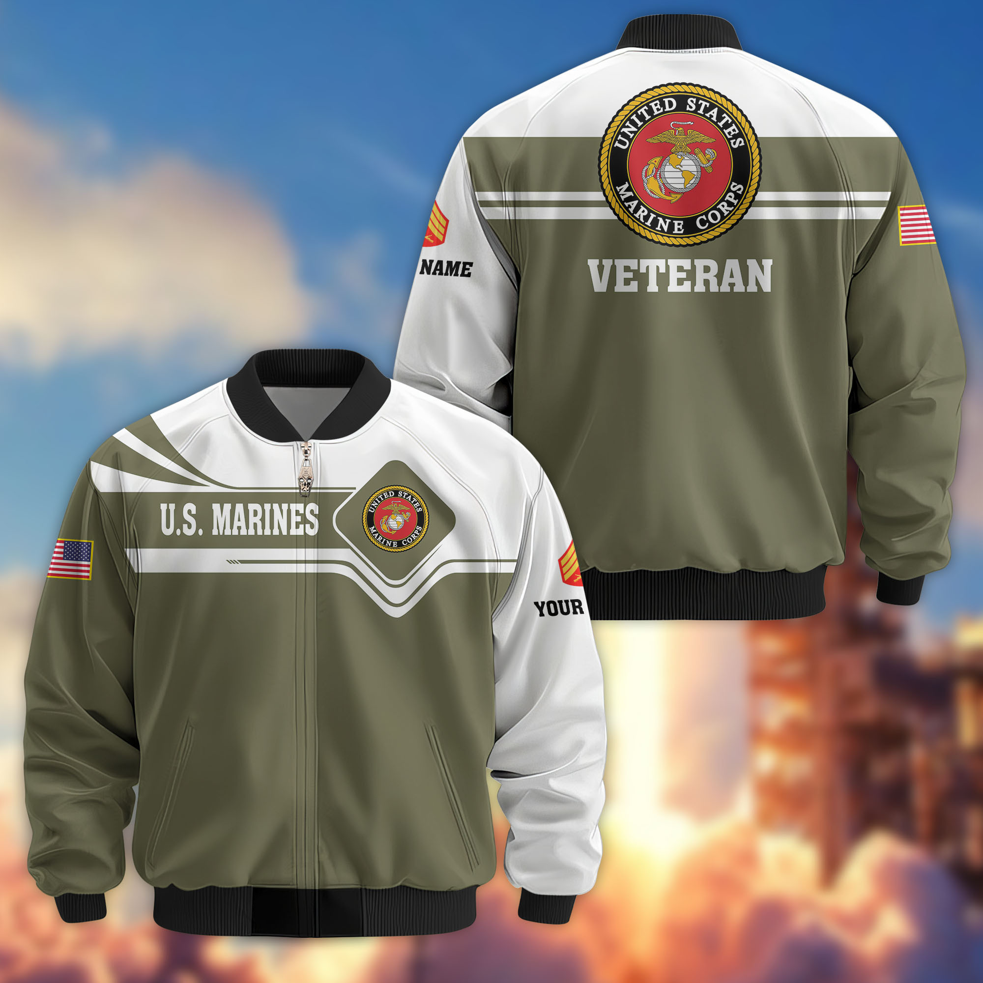 Premium Custom USMC Veteran Bomber Jacket VPVC802711, Gifts For US Marine Veteran, Gifts On Father’s Day, Veterans Day