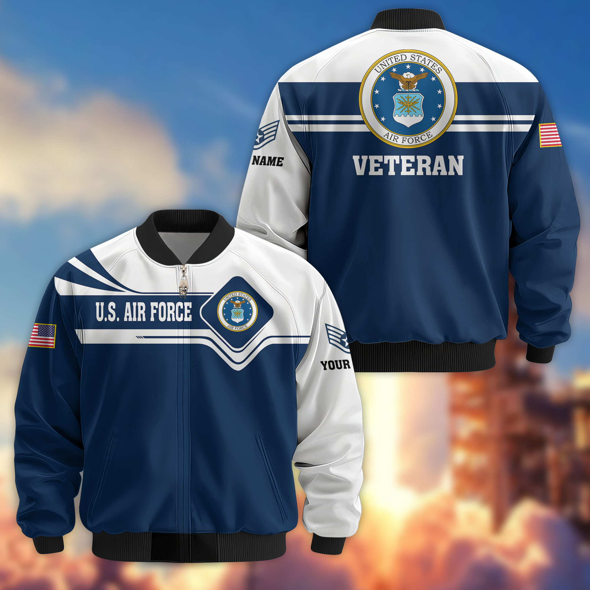 Premium Custom USAF Veteran Bomber Jacket VPVC802712, Gifts For US Air Force Veteran, Gifts On Father’s Day, Veterans Day