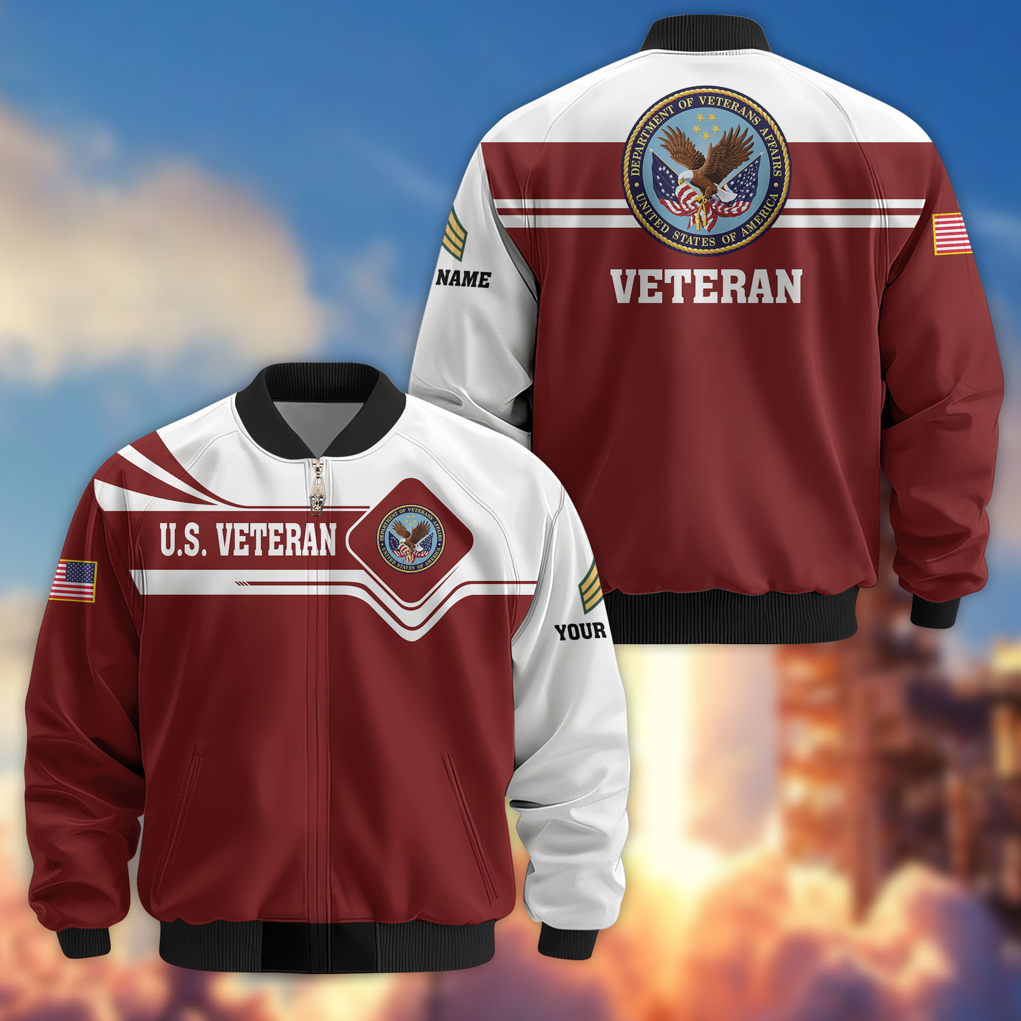 Premium Custom US Veteran Bomber Jacket VPVC802707, Gifts For US Veteran, Gifts On Father’s Day, Veterans Day