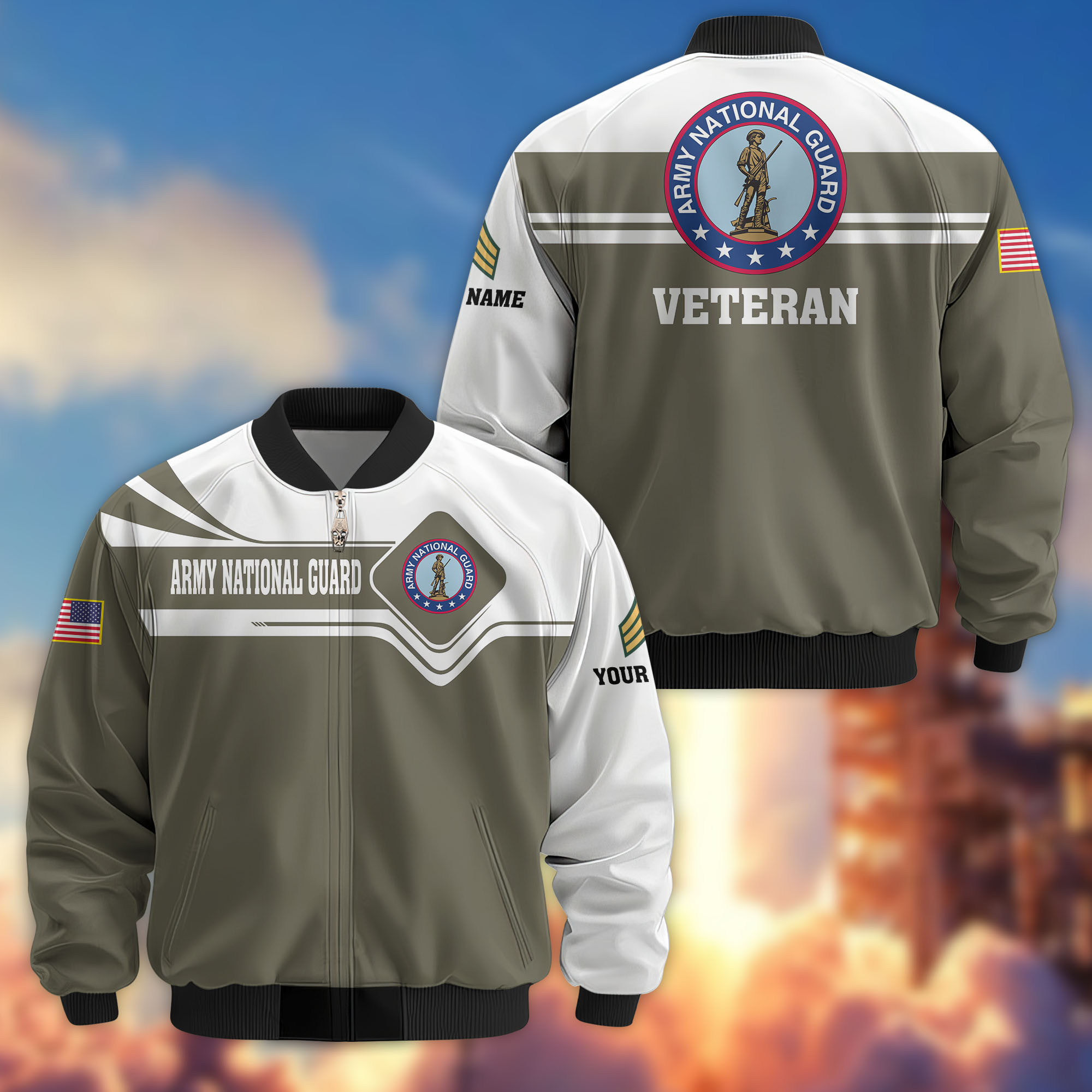 Premium Custom US Army National Guard Veteran Bomber Jacket VPVC802708, Gifts For Army National Guard Veteran, Gifts On Father’s Day, Veterans Day