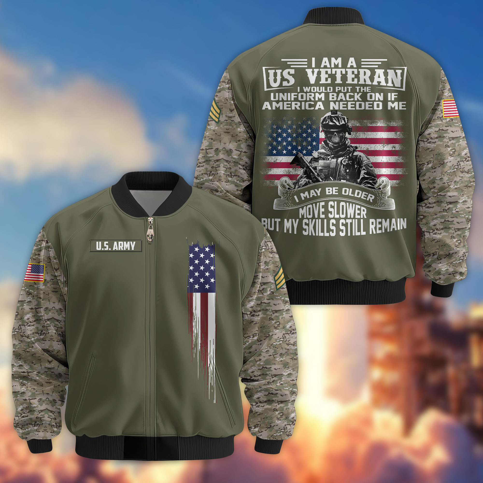 Premium Custom US Army Veteran Bomber Jacket VPVC802601, Gifts For US Army Veteran, Gifts On Father’s Day, Veterans Day